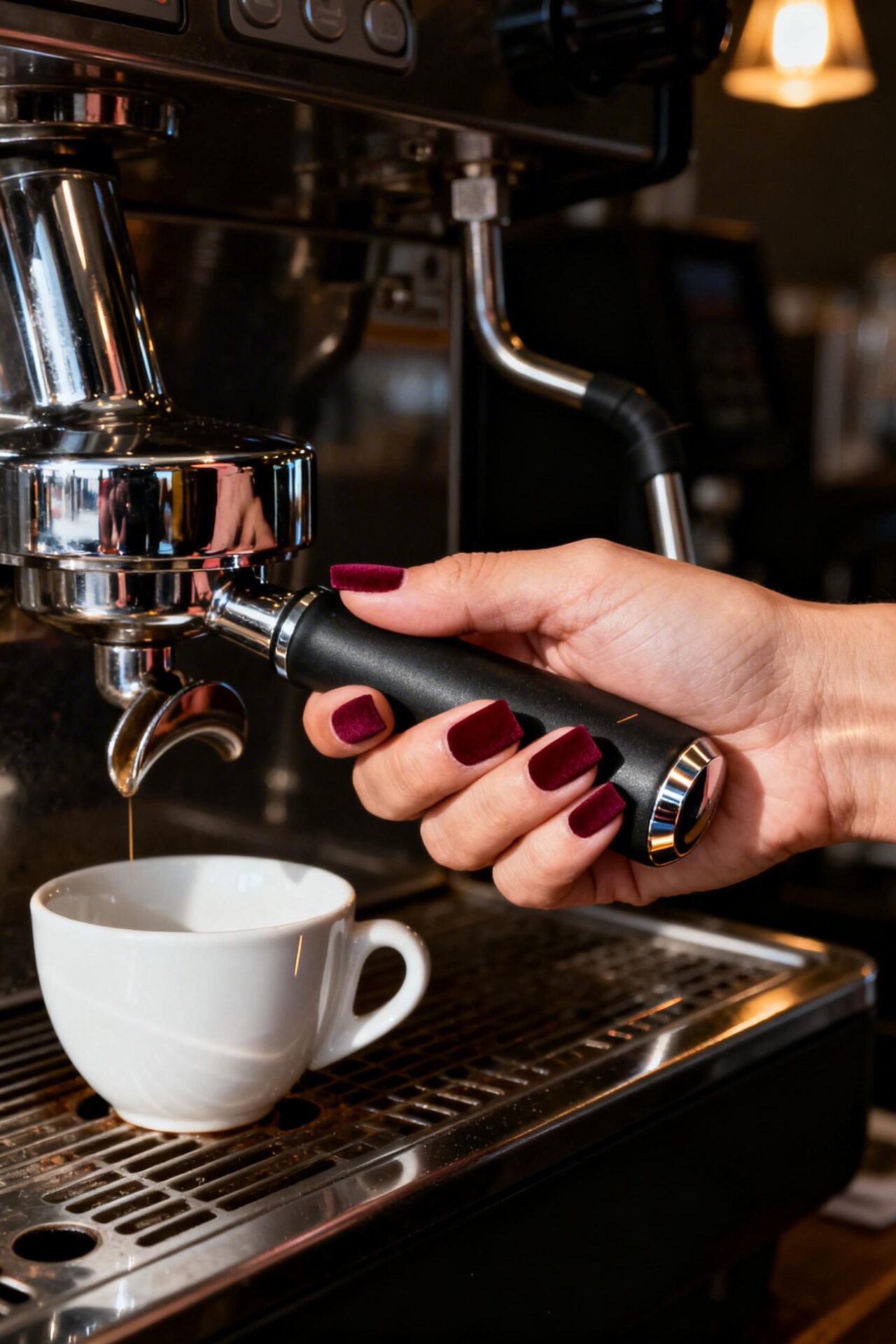 Red Square Nails - burgundy matte elegant