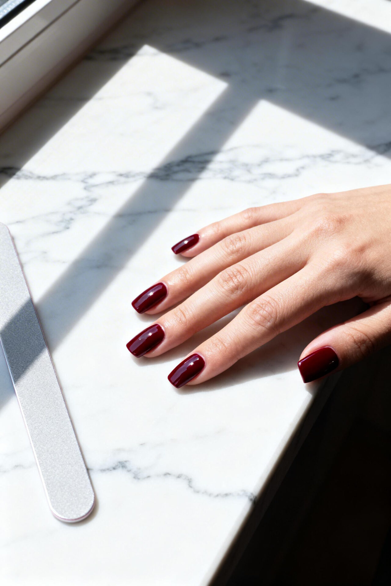 Red Square Nails - cherry glossy elegant