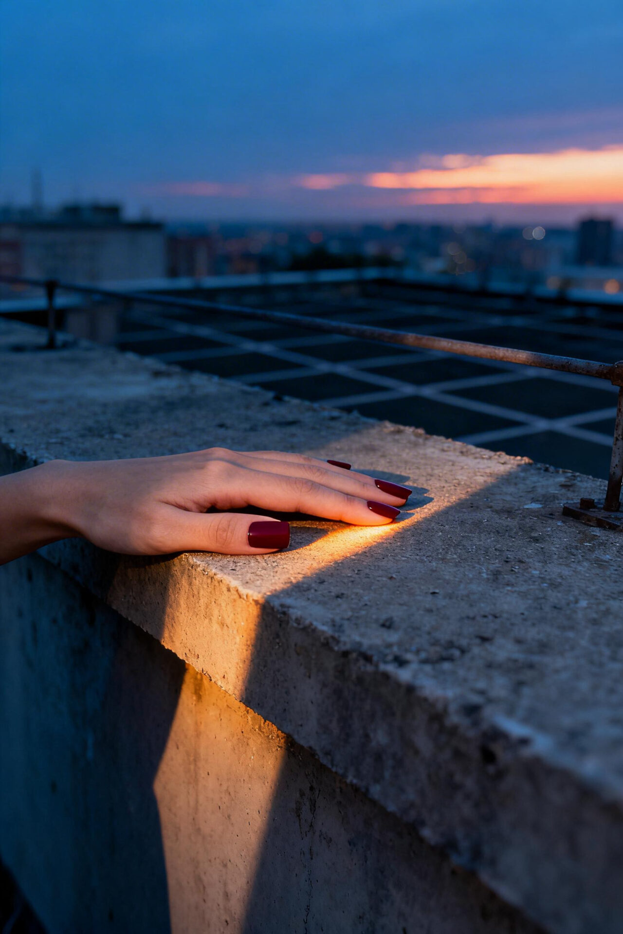 Red Square Nails - elegant dark cherry