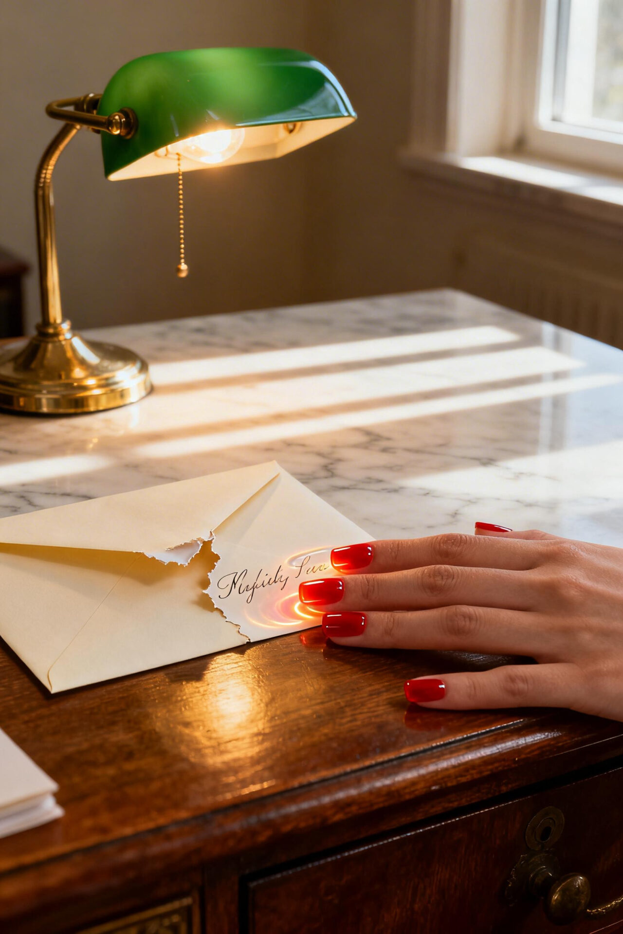 Red Square Nails - elegant cherry