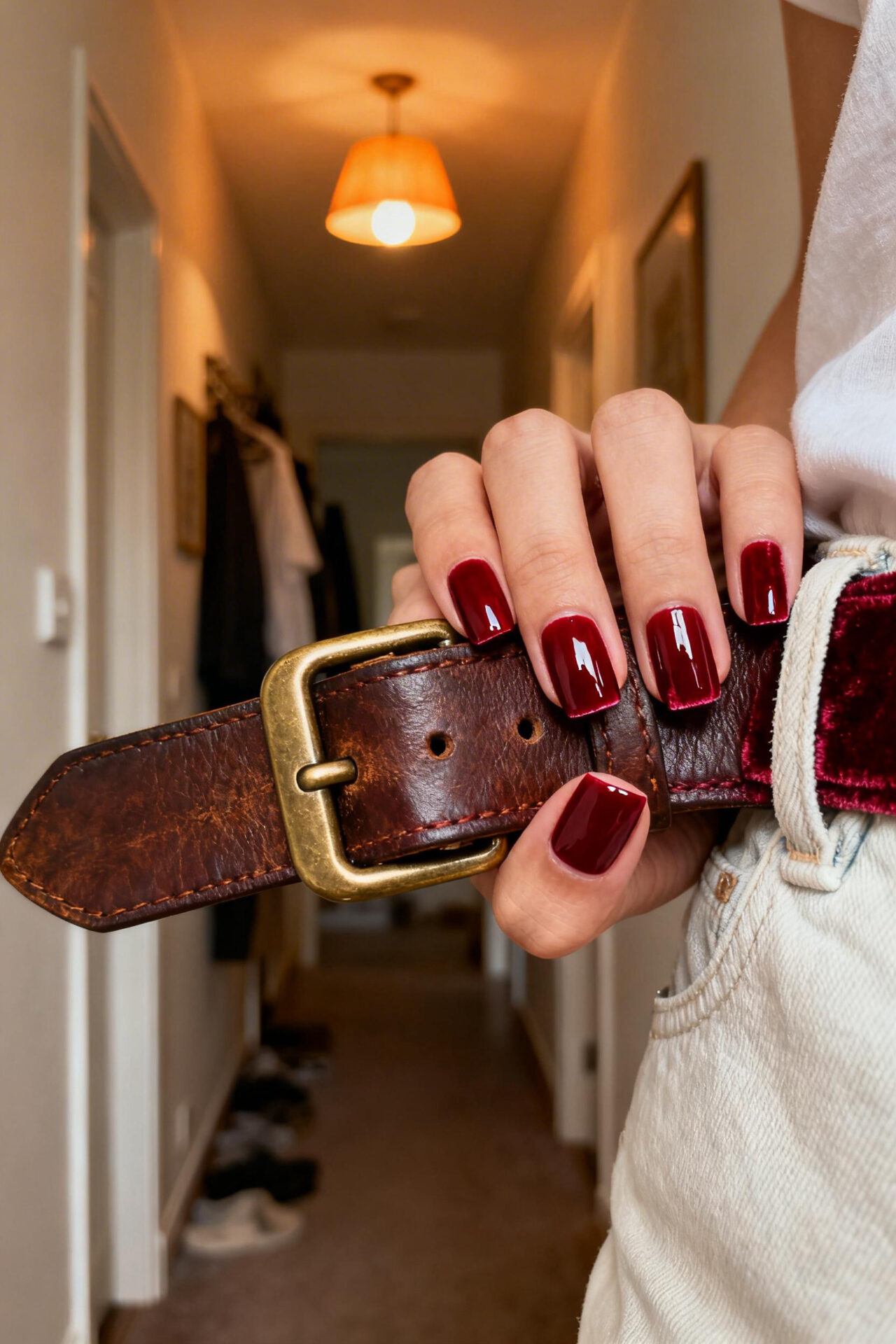 Red Square Nails - elegant cherry gloss