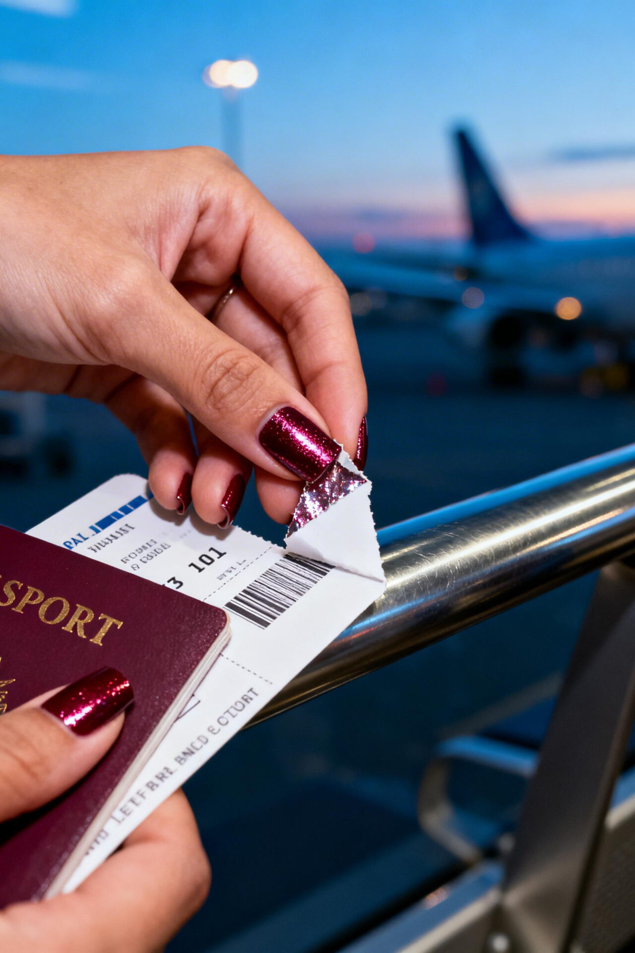 Red Square Nails - metallic foil elegant