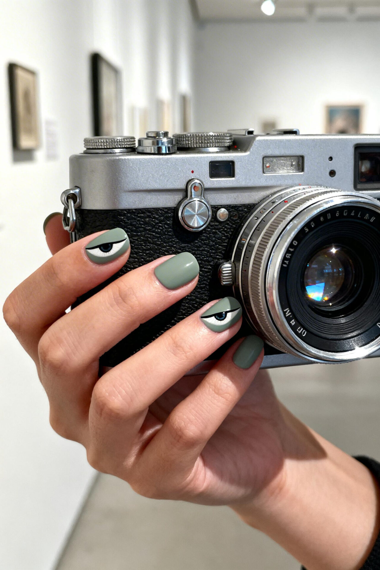 Cute Cat Eye Nails - sage matte