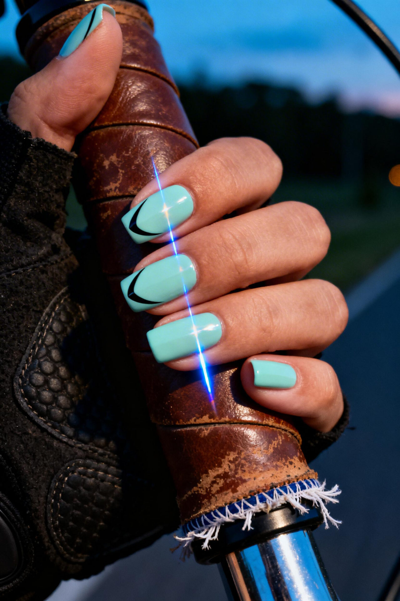 Cateyes Nails Design - mint matte square