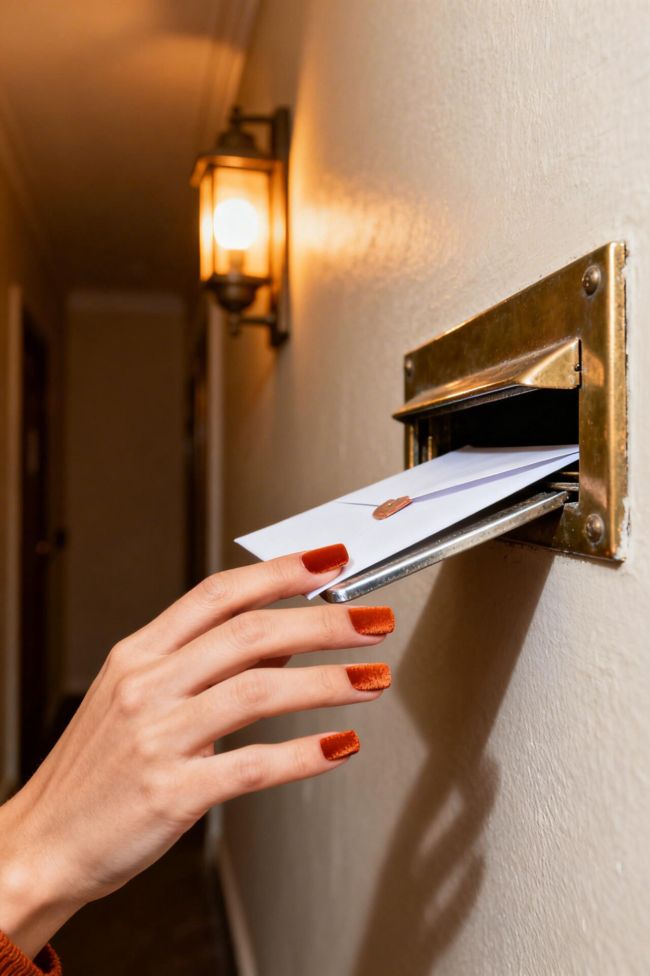Cute Short Acrylic Nails - burnt orange matte