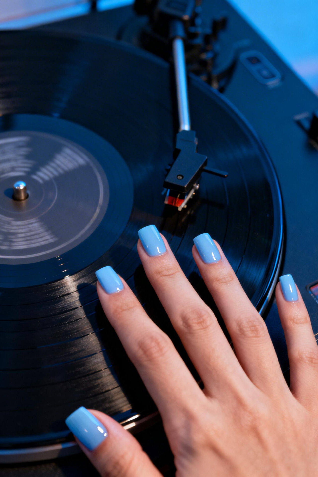 Square Nails Ideas - glacier blue gloss