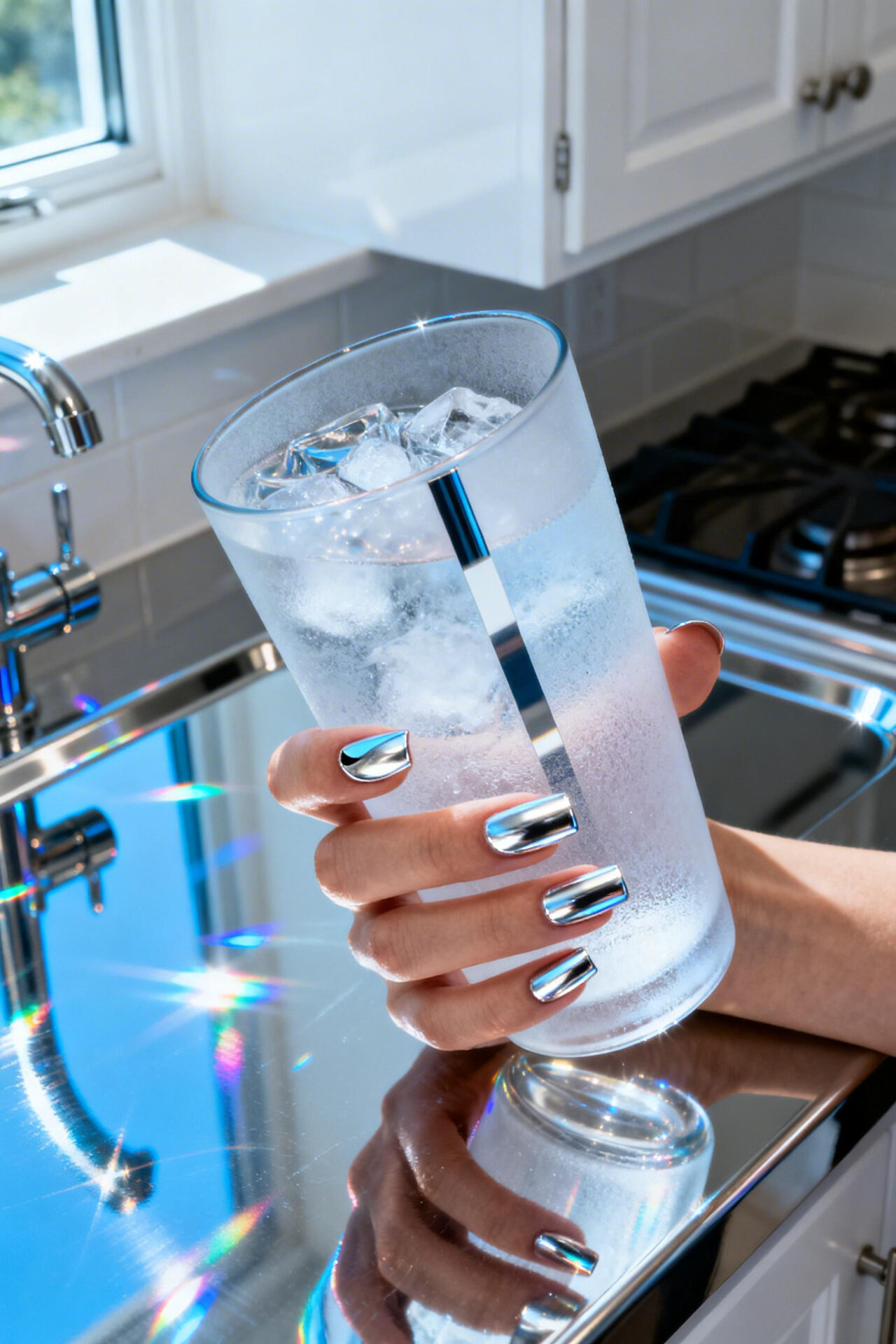 platinum chrome cat eye nails square vertical