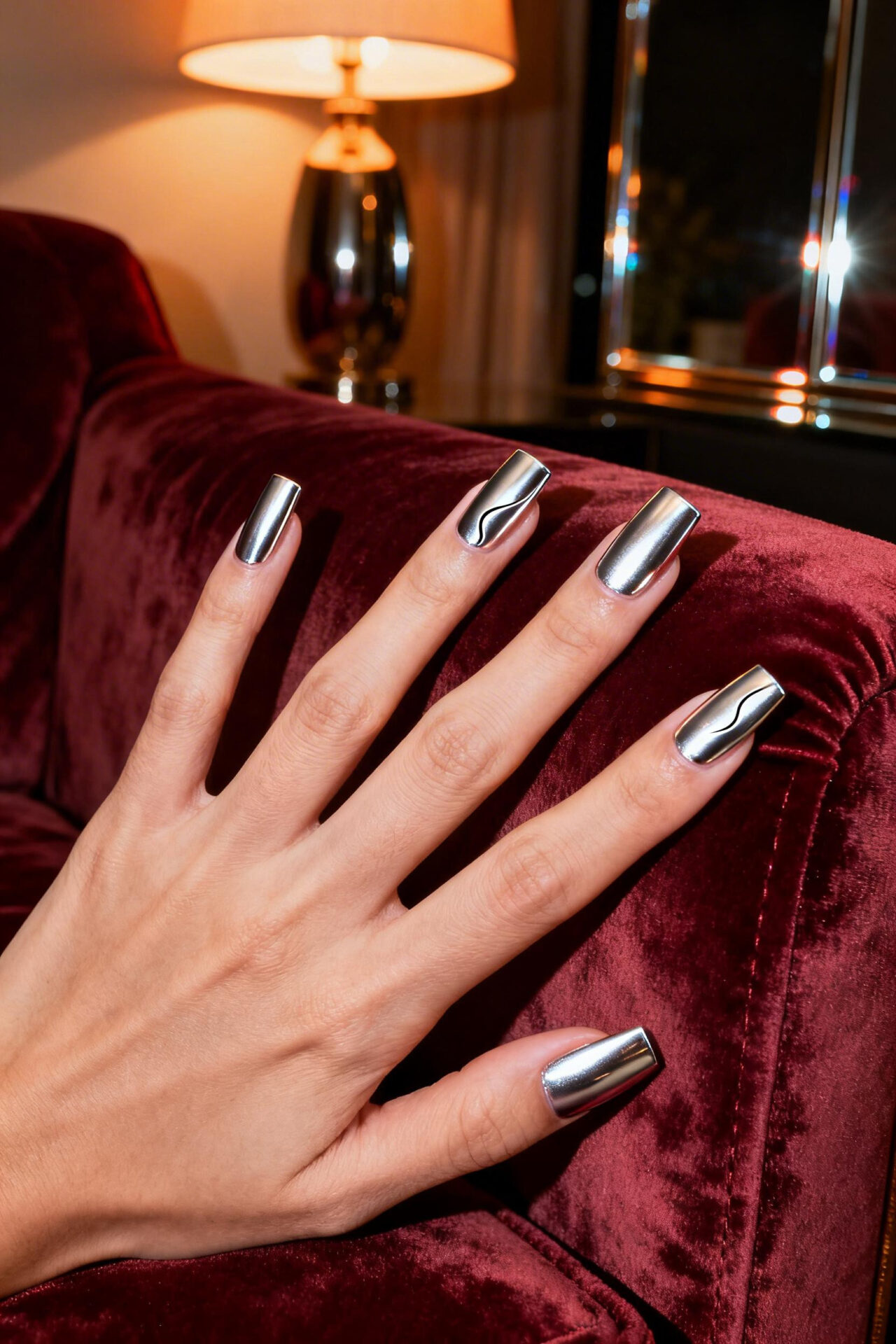 platinum silver chrome cat eye square wave