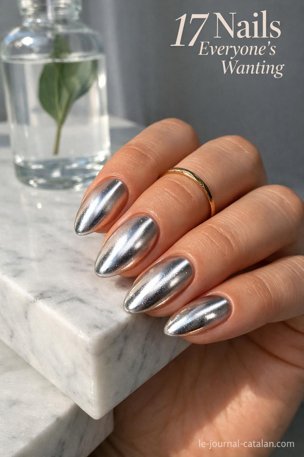 Silver cat eye nails with elegant design featuring reflective effect and sophisticated finish for stylish manicure inspiration
