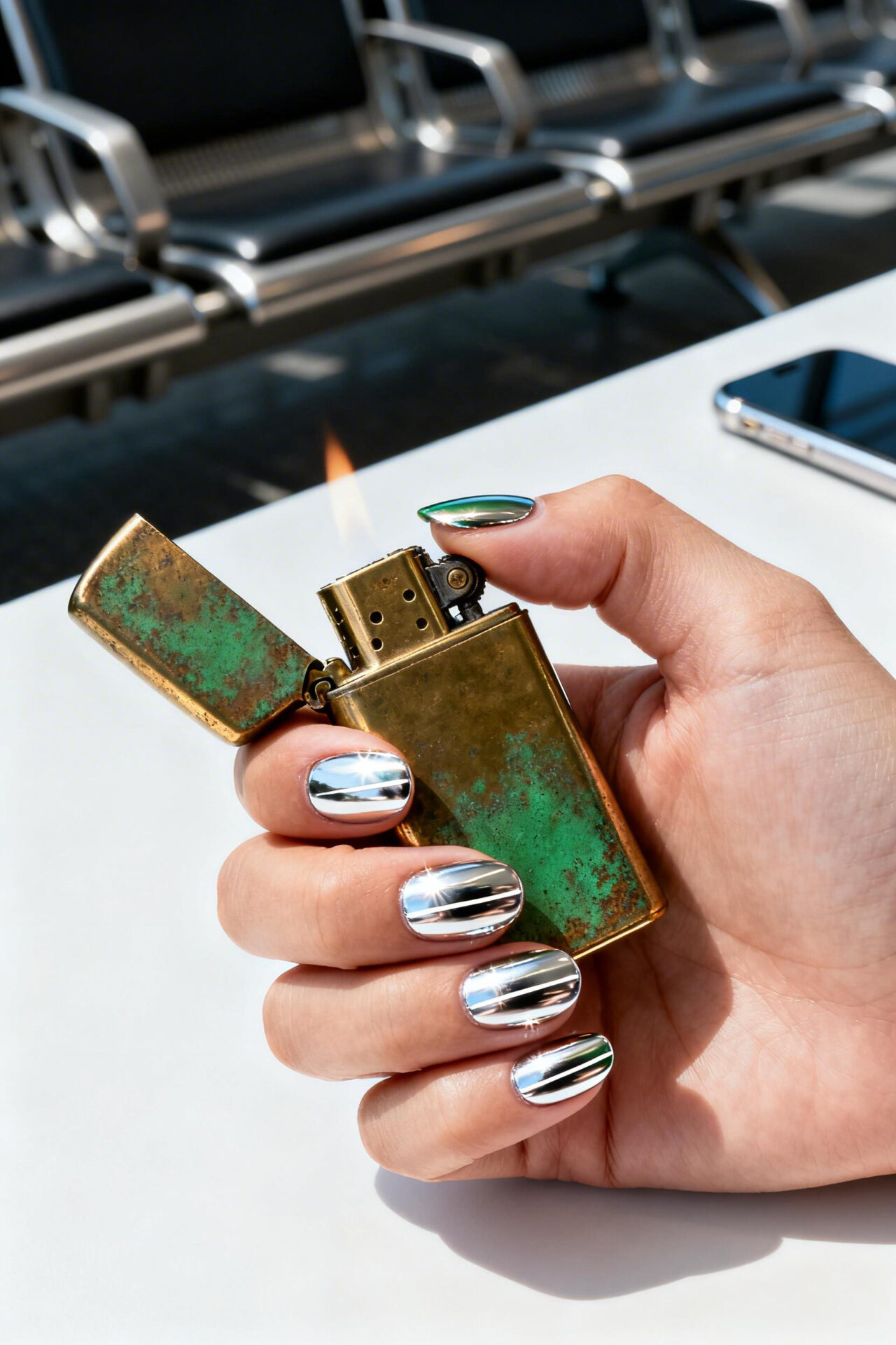 platinum silver chrome cat eye short round