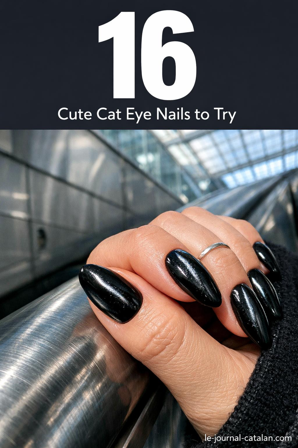 Cute cat eye nails featuring a minimalist gel polish design with sleek magnetic finish and neutral tone manicure on short nails
