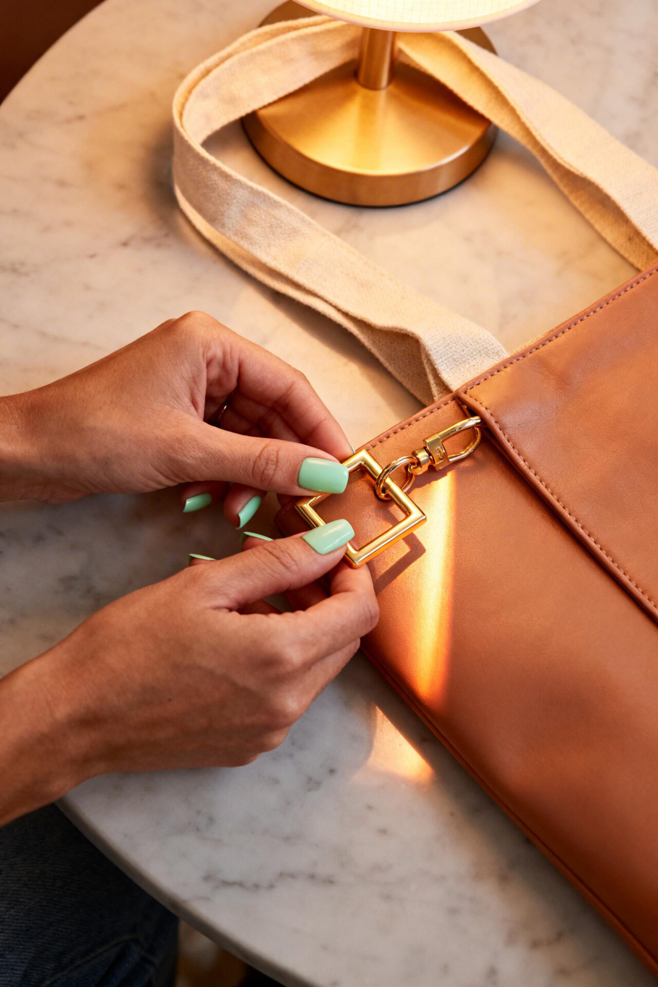 Long Square Nails - mint green matte