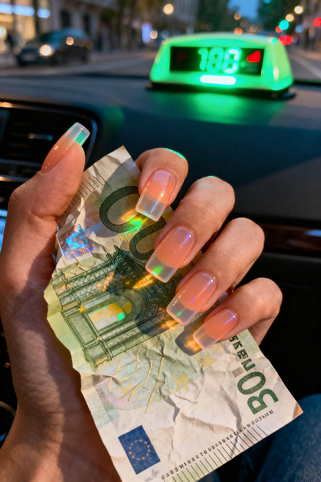 Short Square Nails - peach jelly translucent