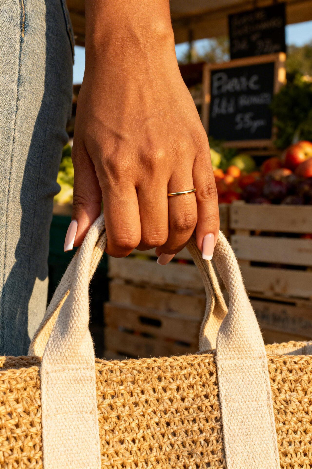 Square French Tip Acrylic Nails - ballet slipper matte
