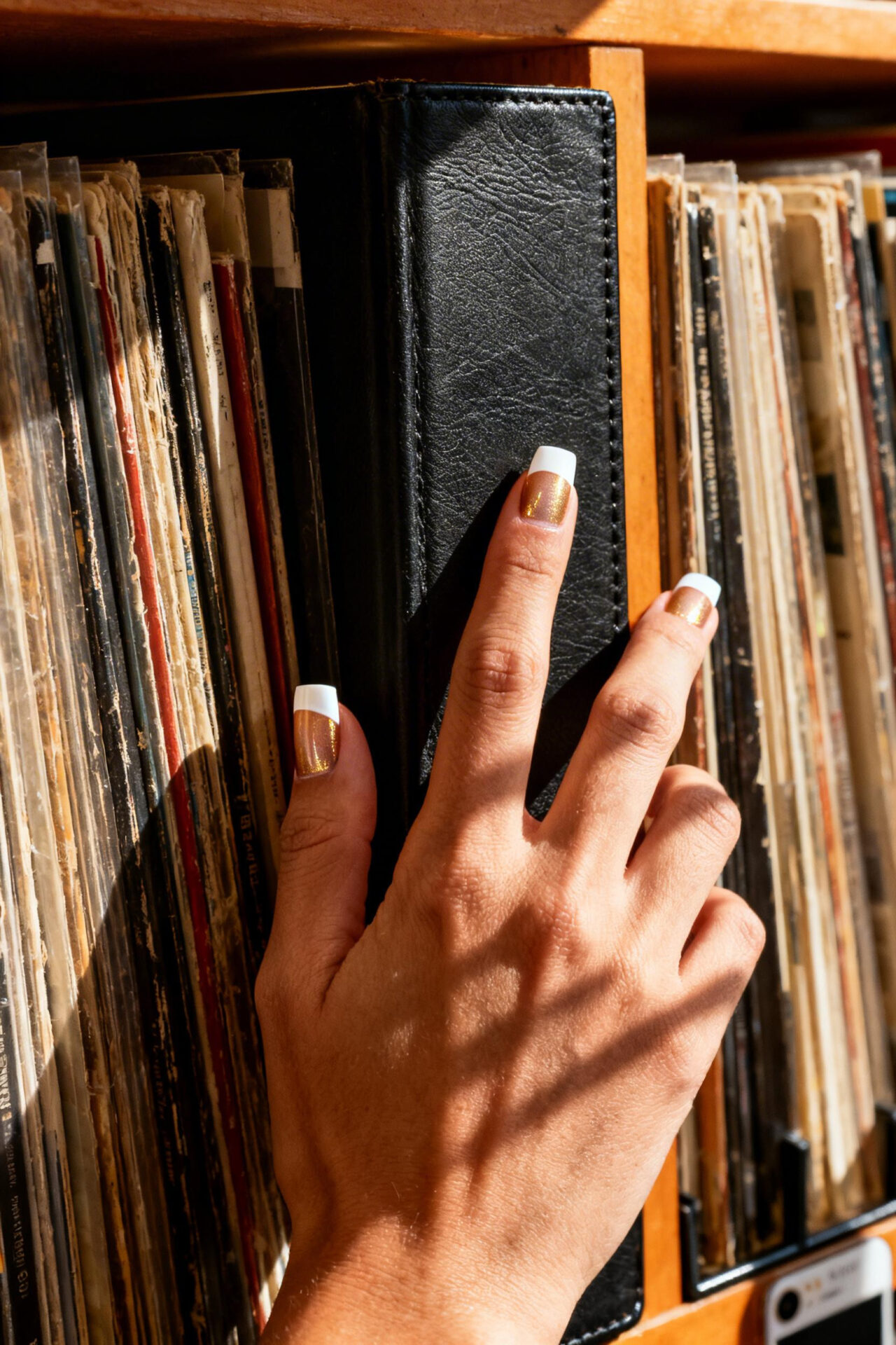 Square French Tip Acrylic Nails - glossy champagne gold