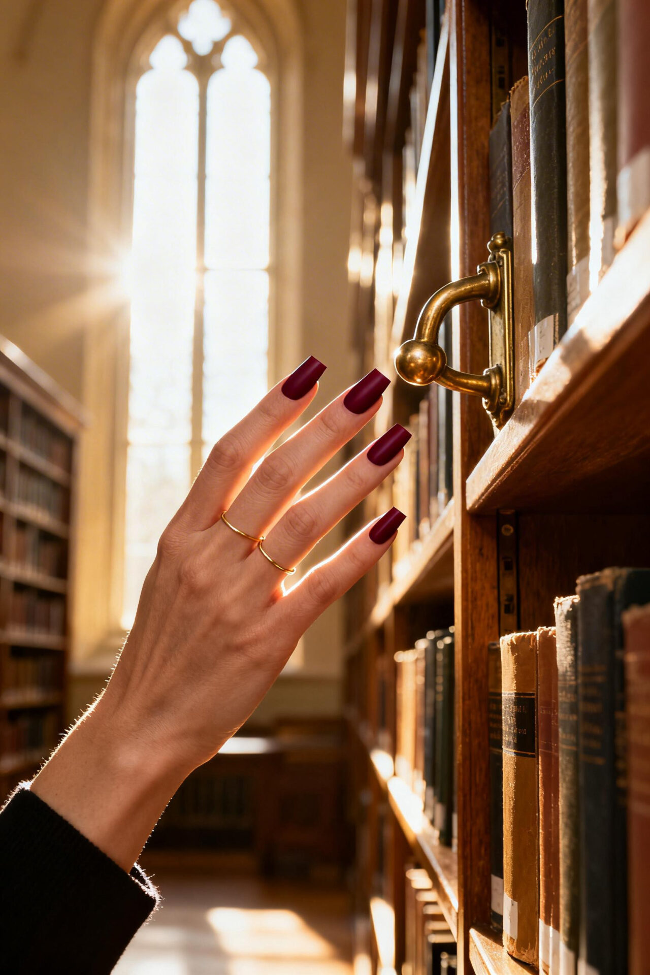 Square French Tip Acrylic Nails - burgundy matte sophisticated