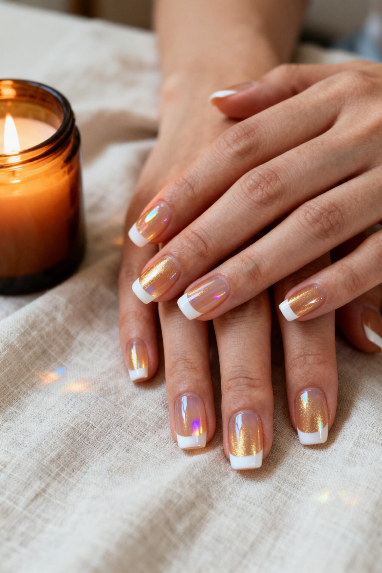 French Tip Designs - champagne jelly