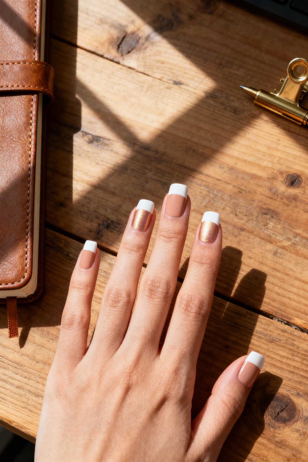 Short Classy Nails - champagne matte