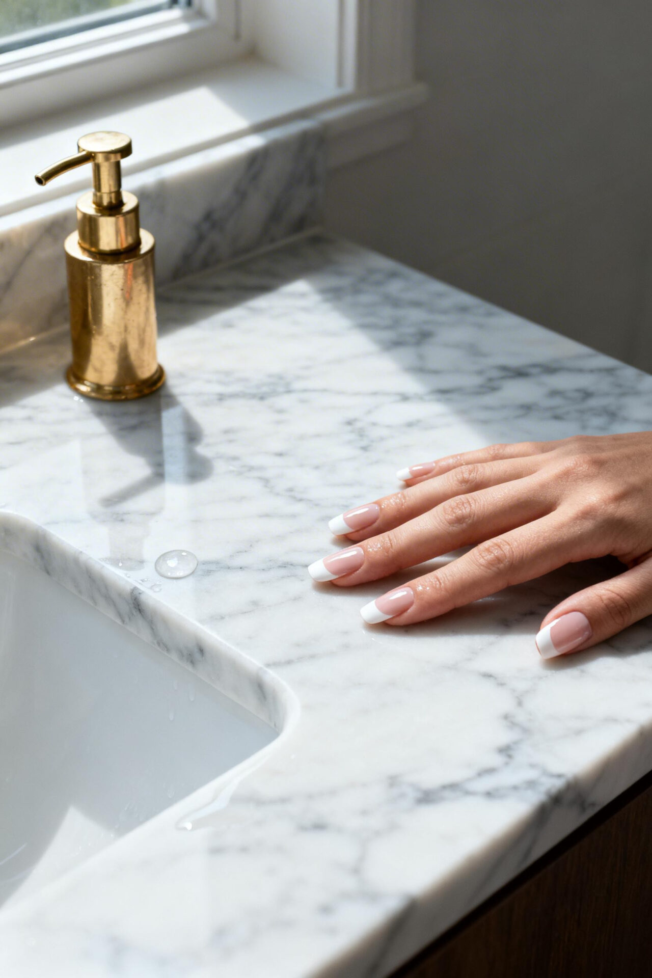 Short French Tip Acrylic Nails - glossy