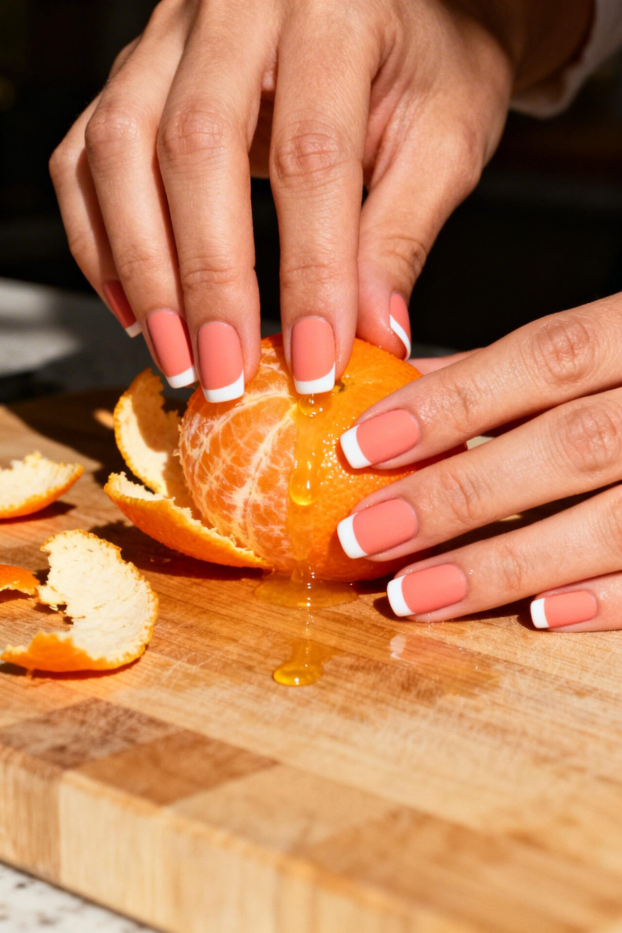 Pink French Tip - coral matte