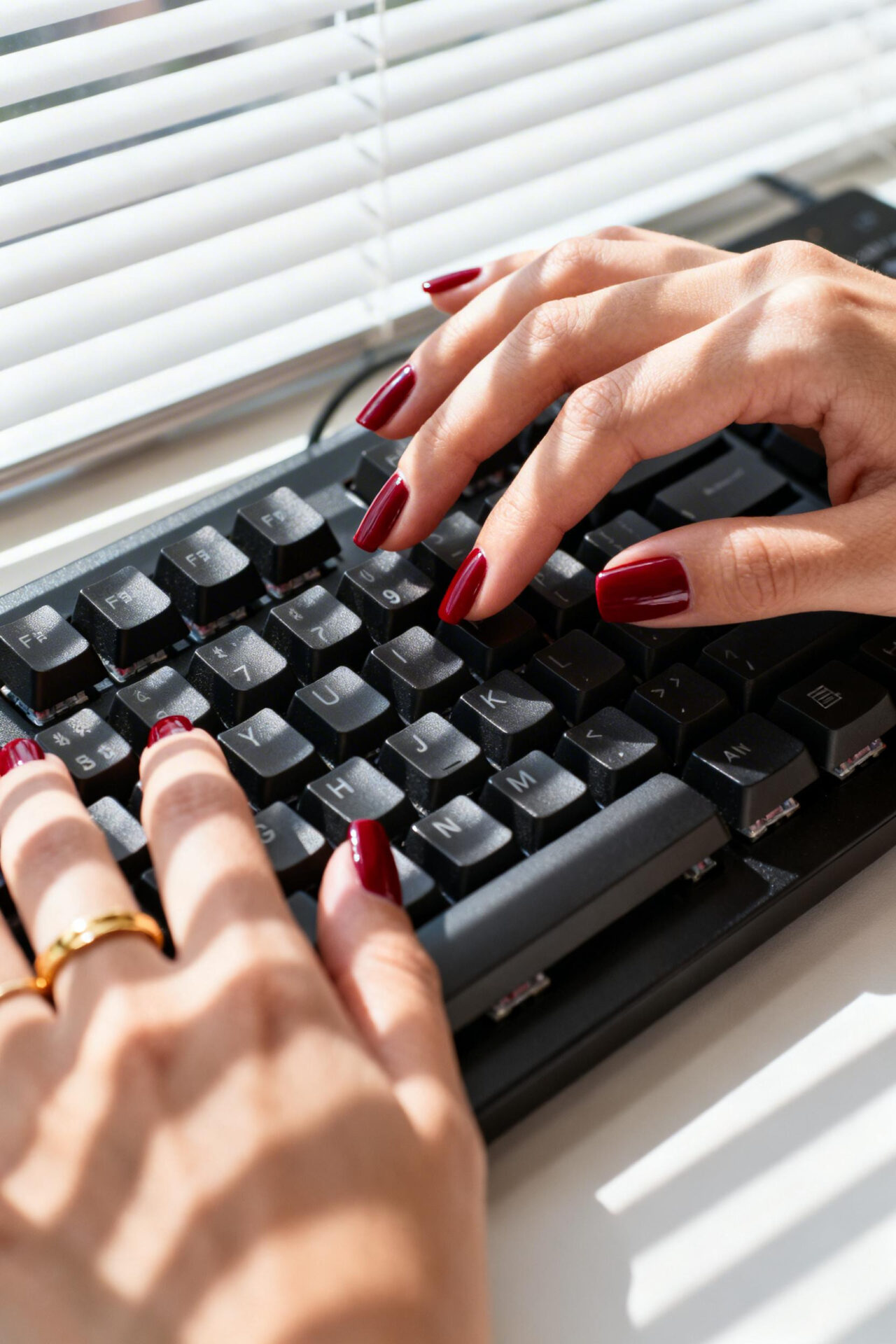 Square Nails - cherry red matte
