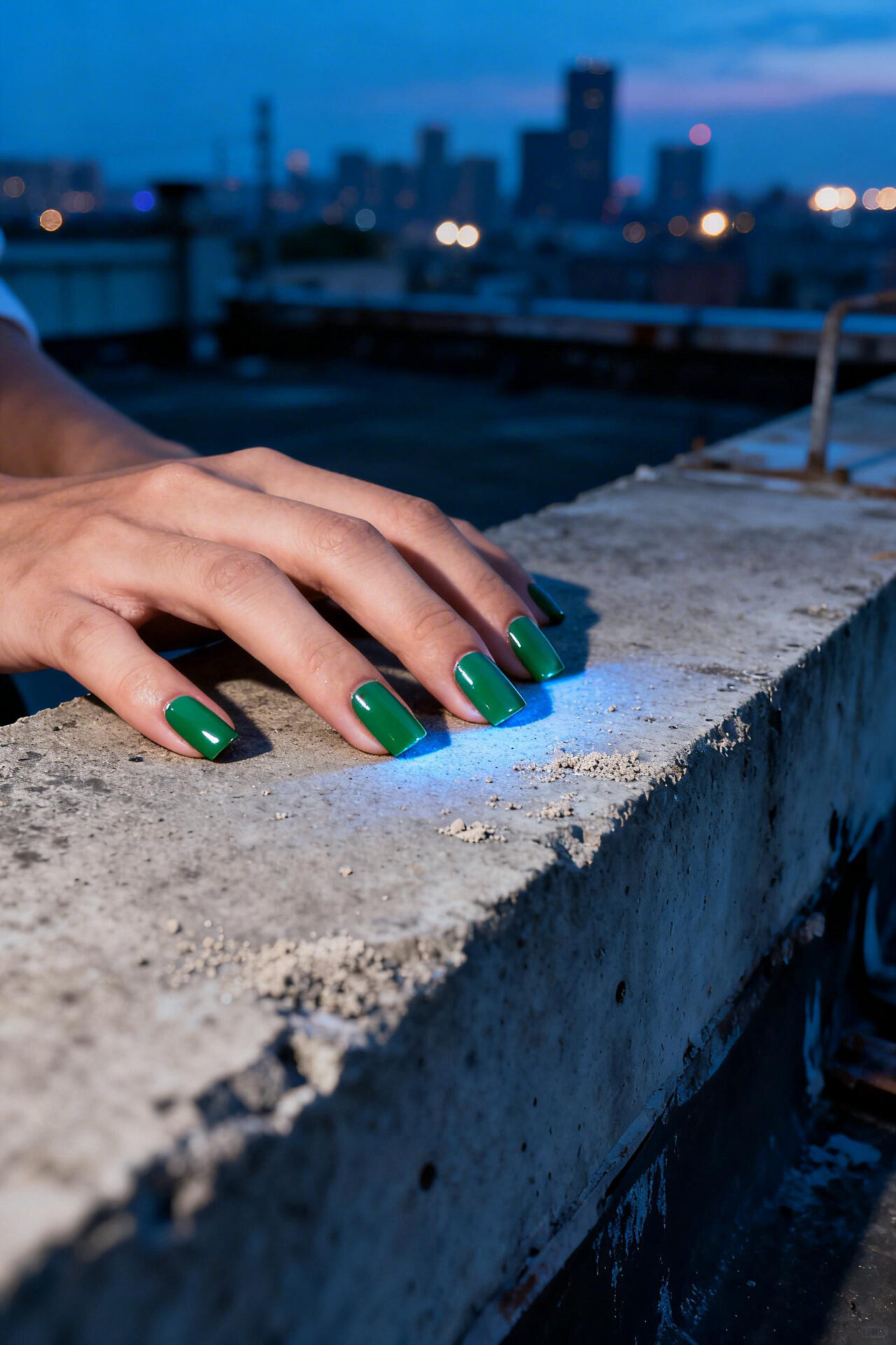 Square Nails - emerald green elegant