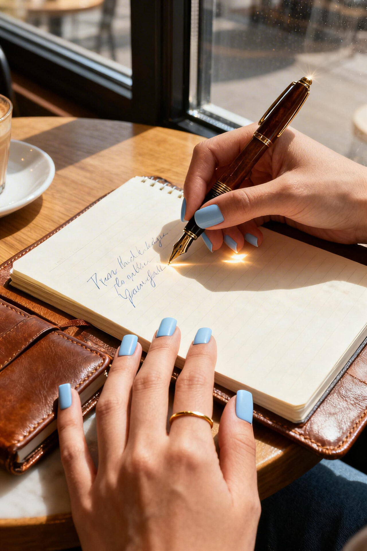 Square Nails - pastel blue elegant