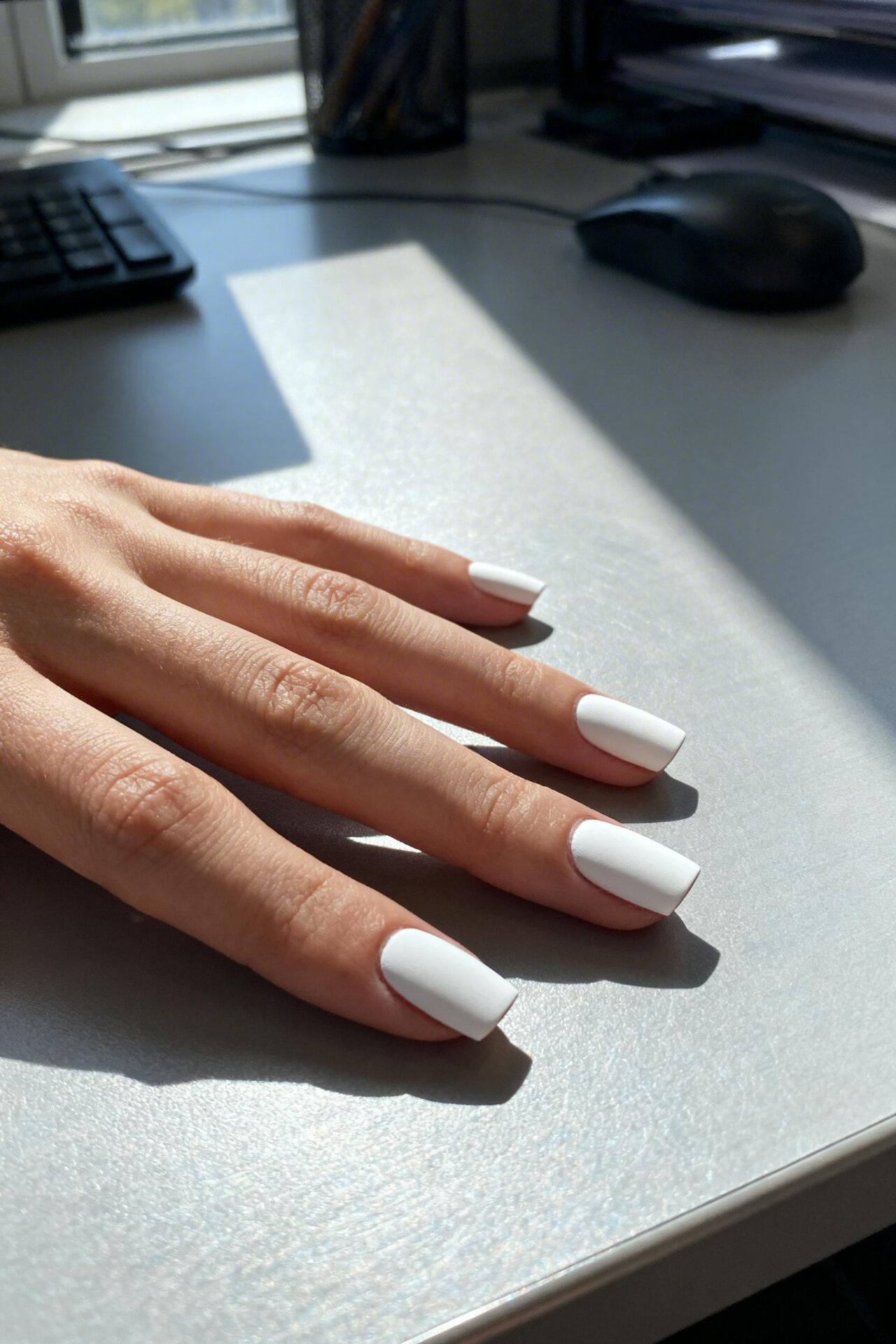 Simple Nail Designs - cloud white matte