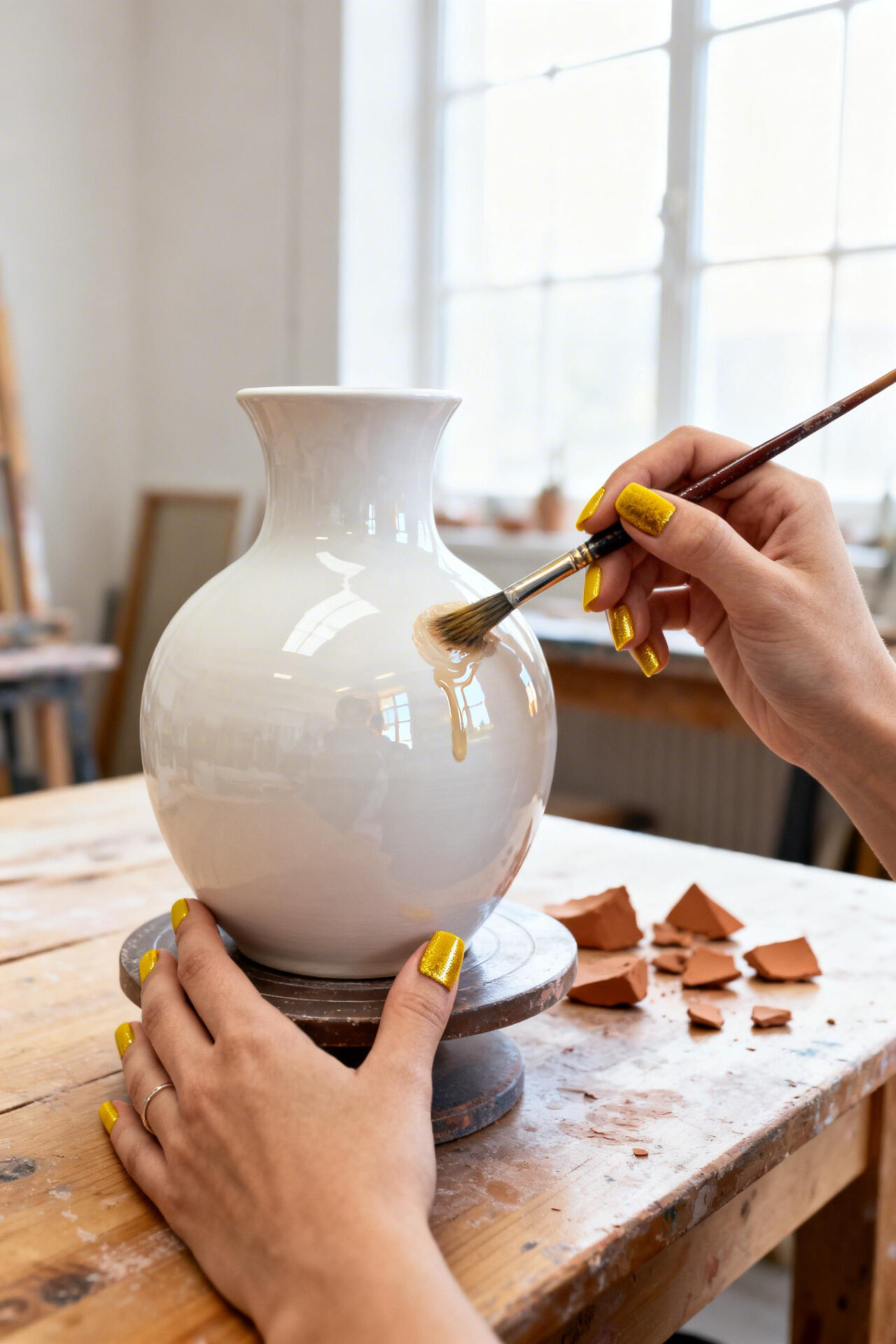 Square Summer Nails - Marigold velvet