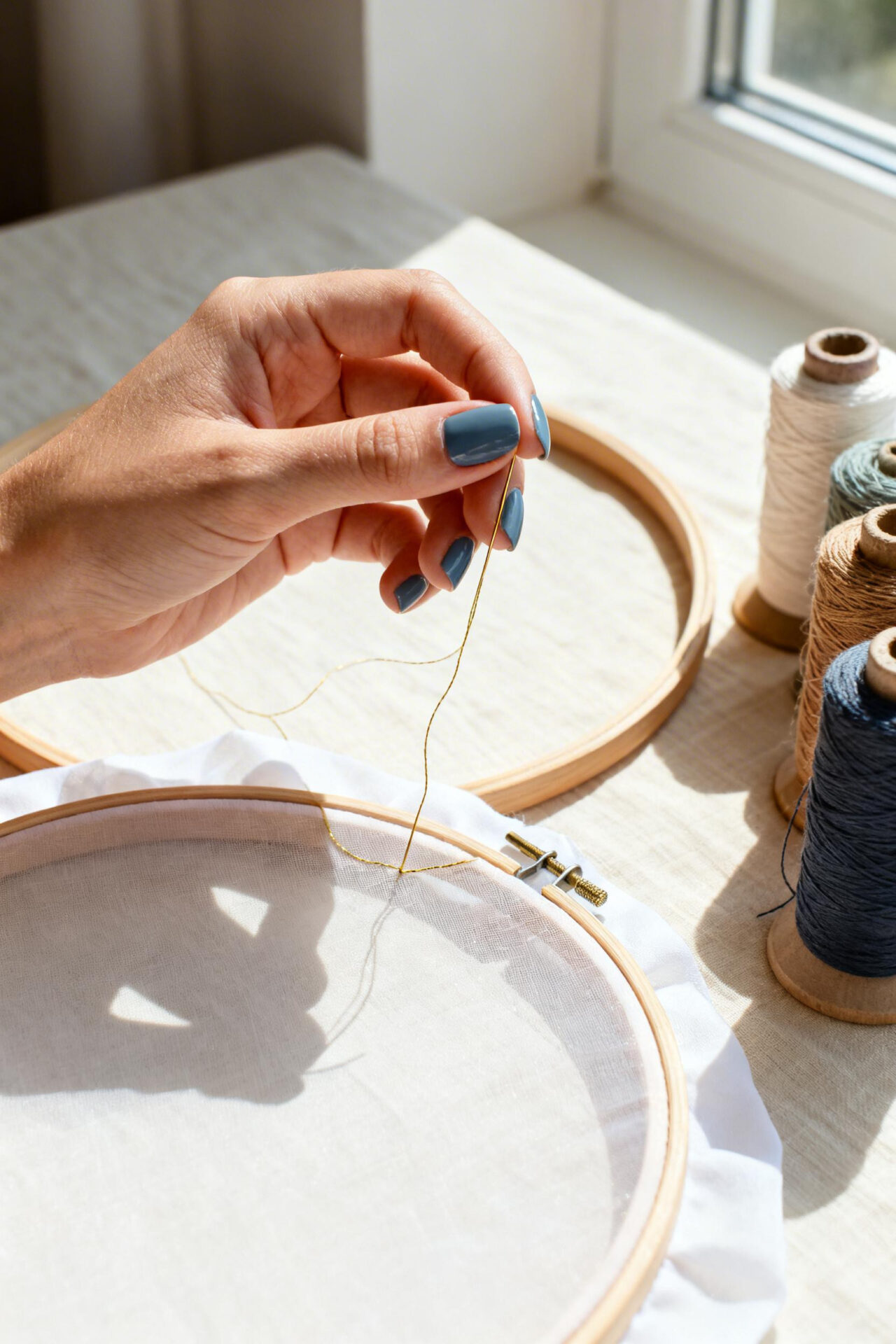 Square Summer Nails - Denim blue matte