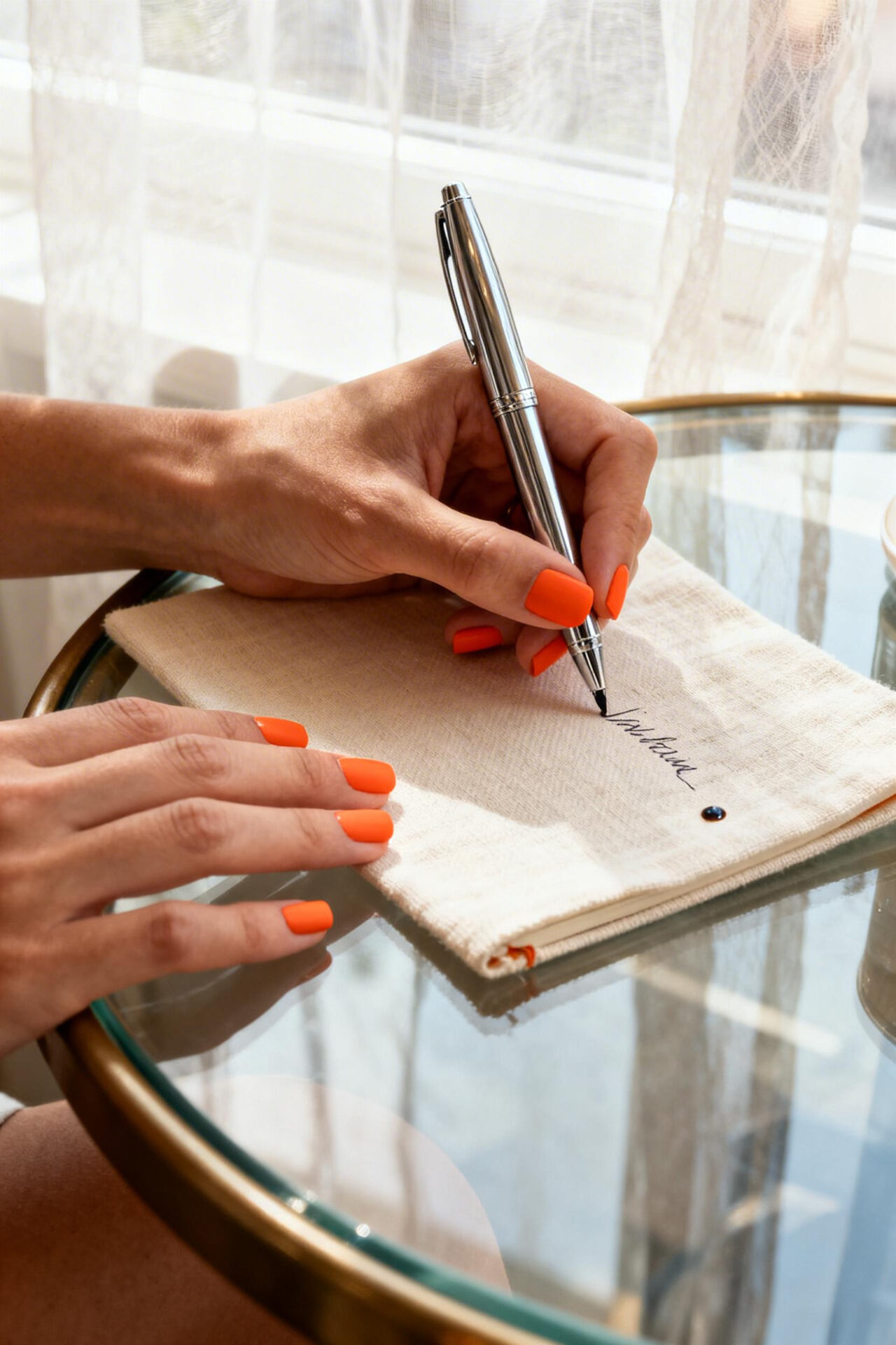 Square Summer Nails - Tangerine matte