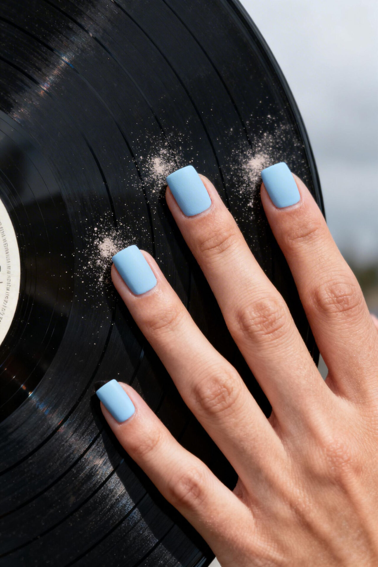 Square Summer Nails - Pastel blue matte