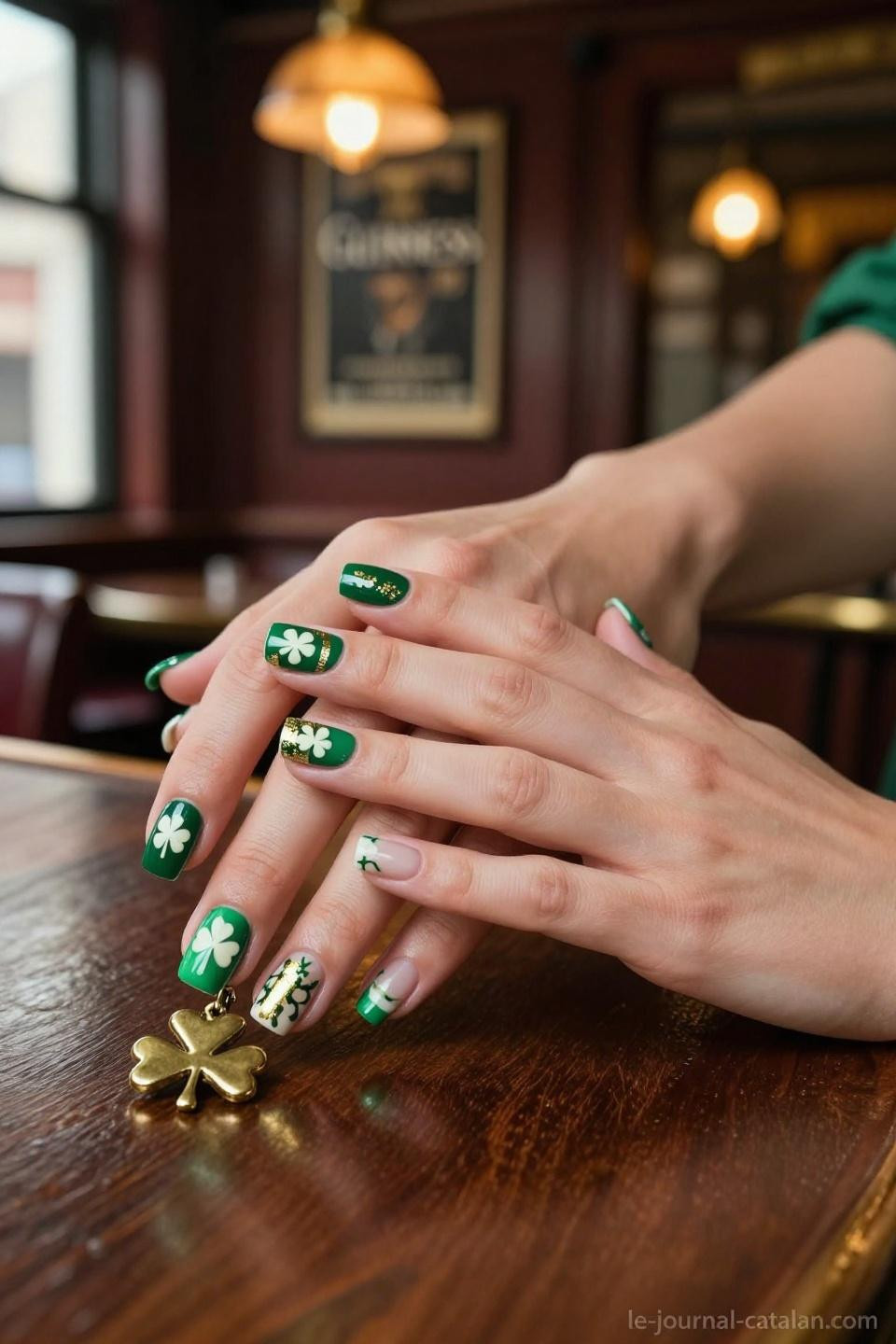 March Nails Short emerald with practical length and durable gel finish for everyday wear