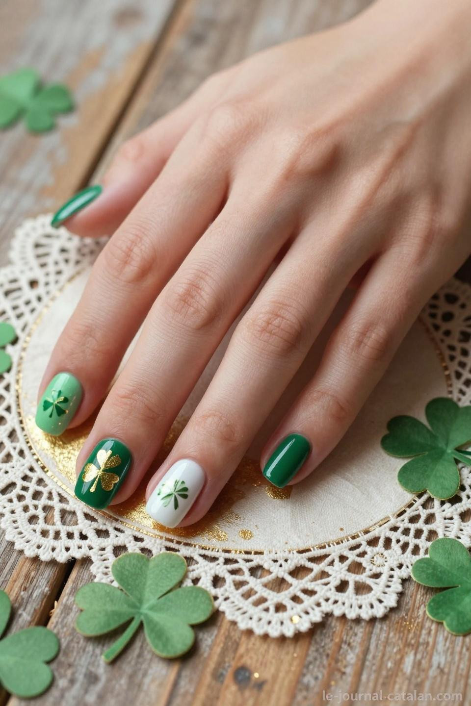 St Patricks Nails Ideas creative shamrock variations with innovative color combinations