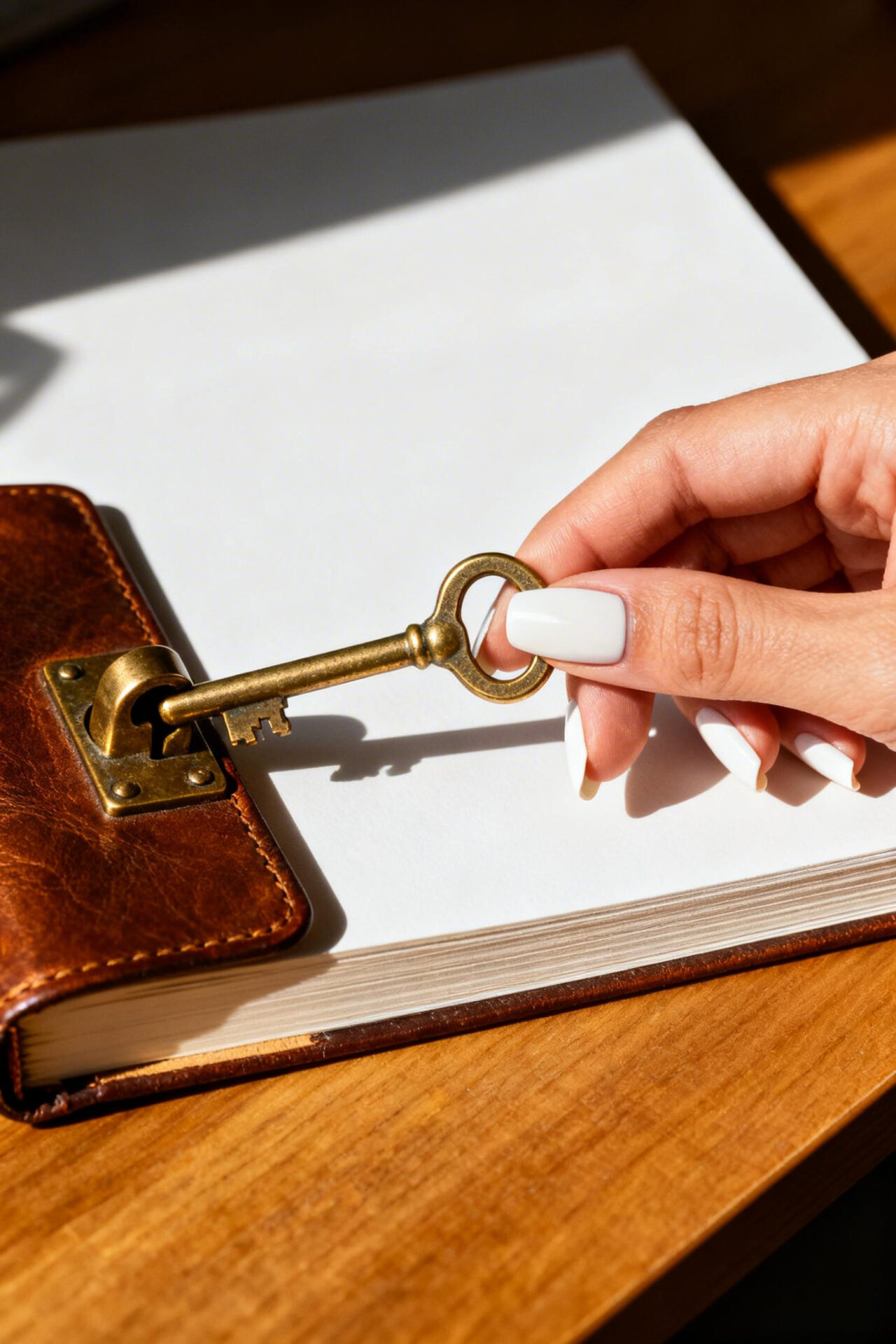 Medium square nails milky white design