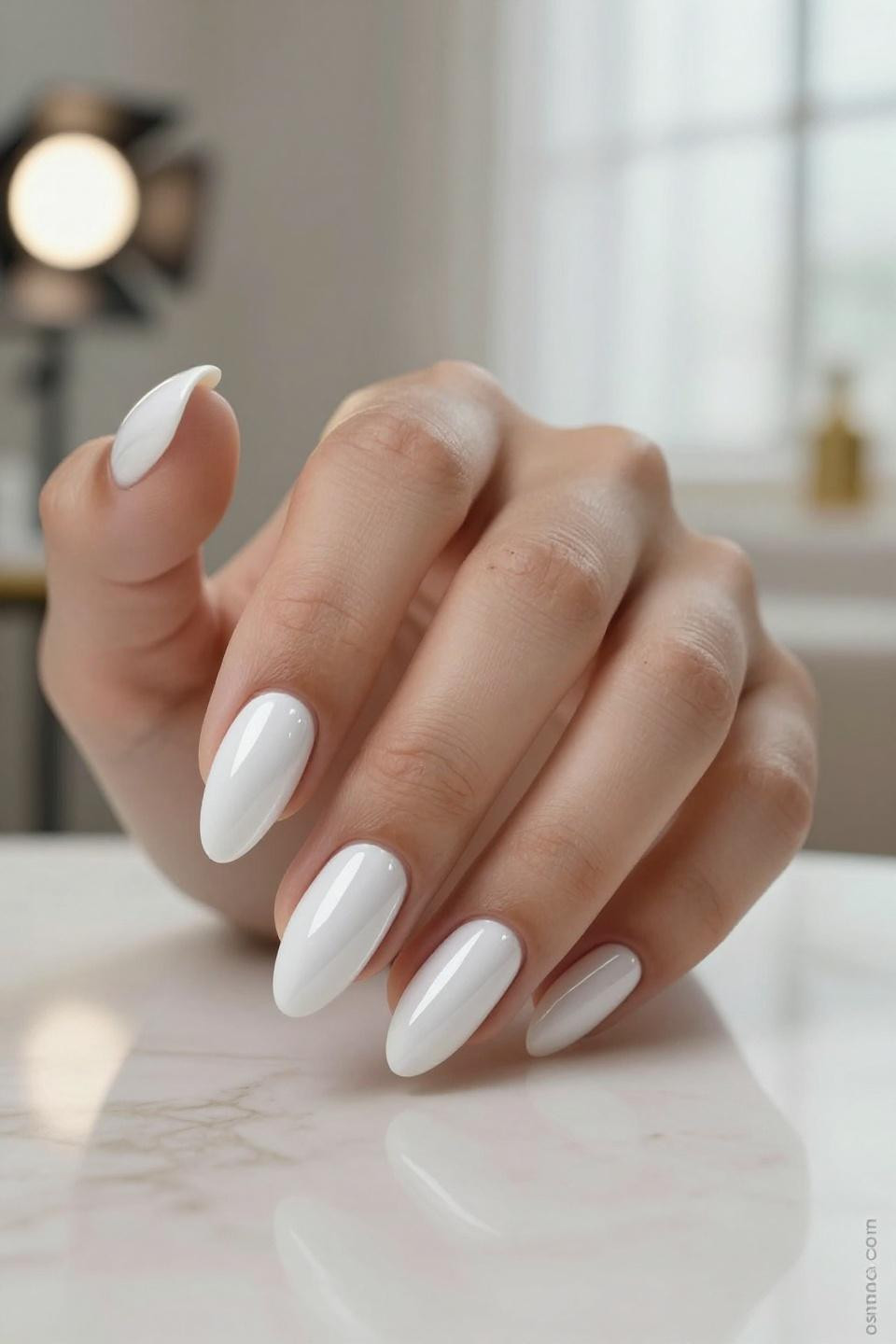 Milky White Nails Acrylic - translucent finish