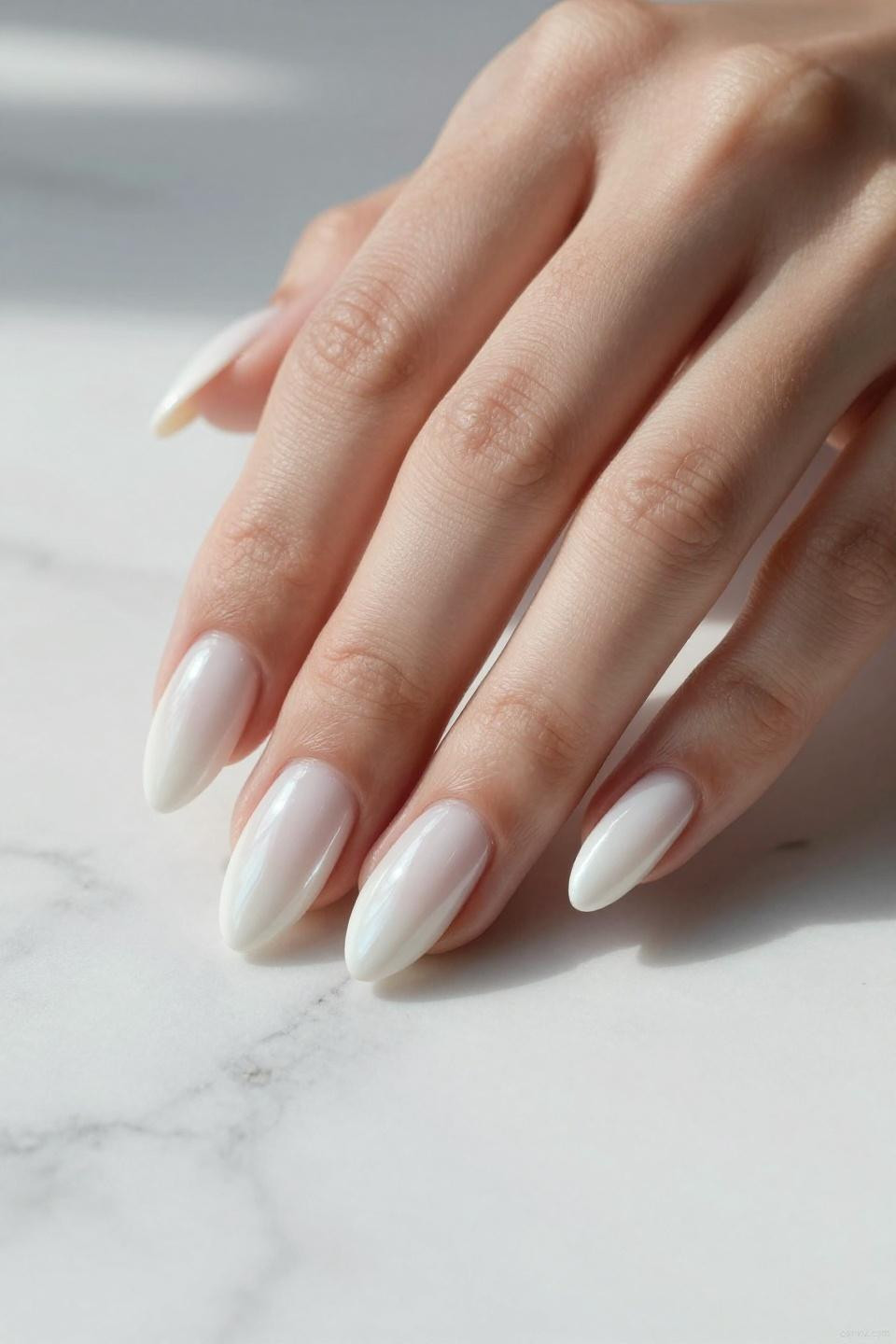 Nude Almond Nails - natural tones