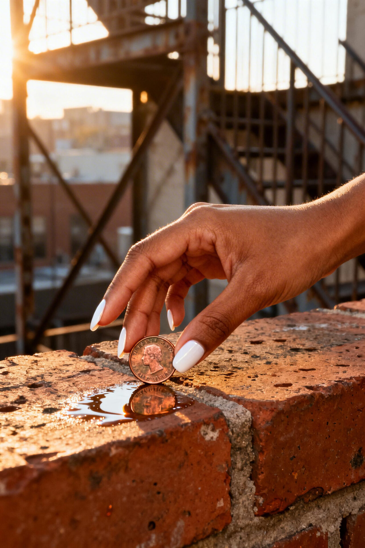 Short Almond Nails - chrome gloss