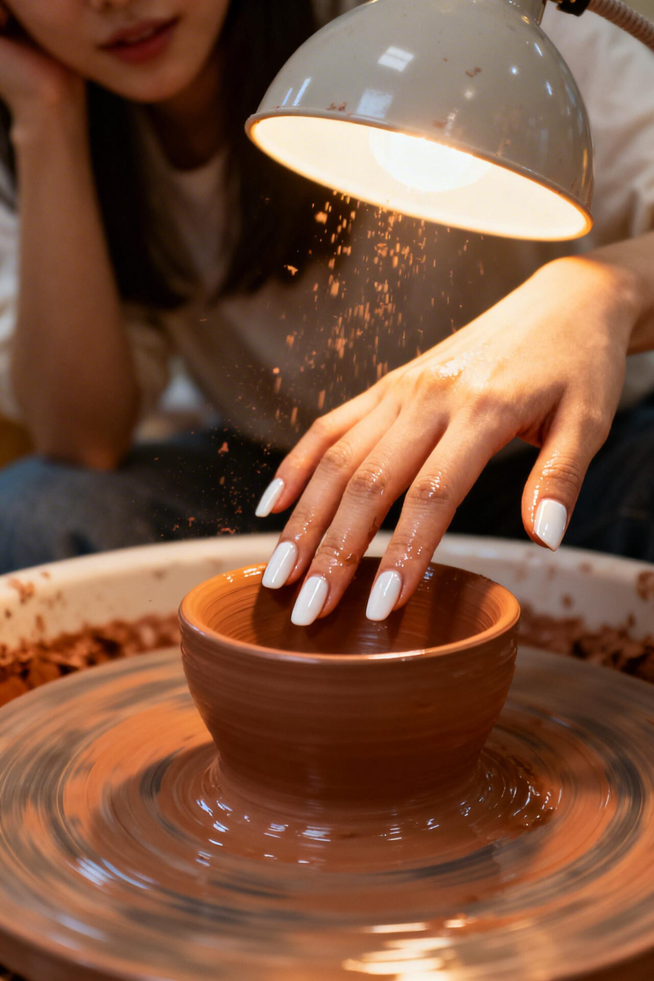 Almond French Tip Nails - textured gloss