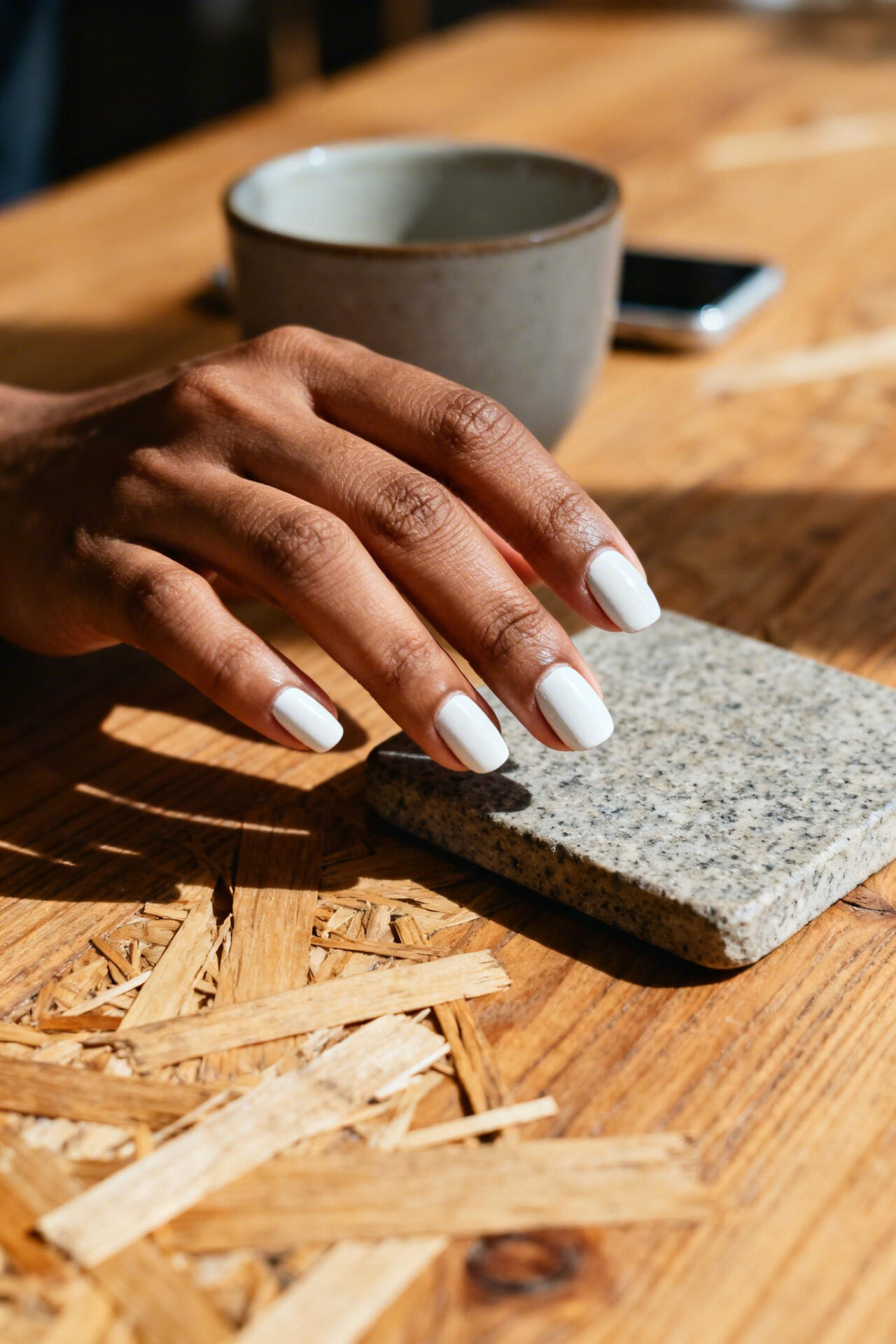 White Chrome Nails - matte powder finish
