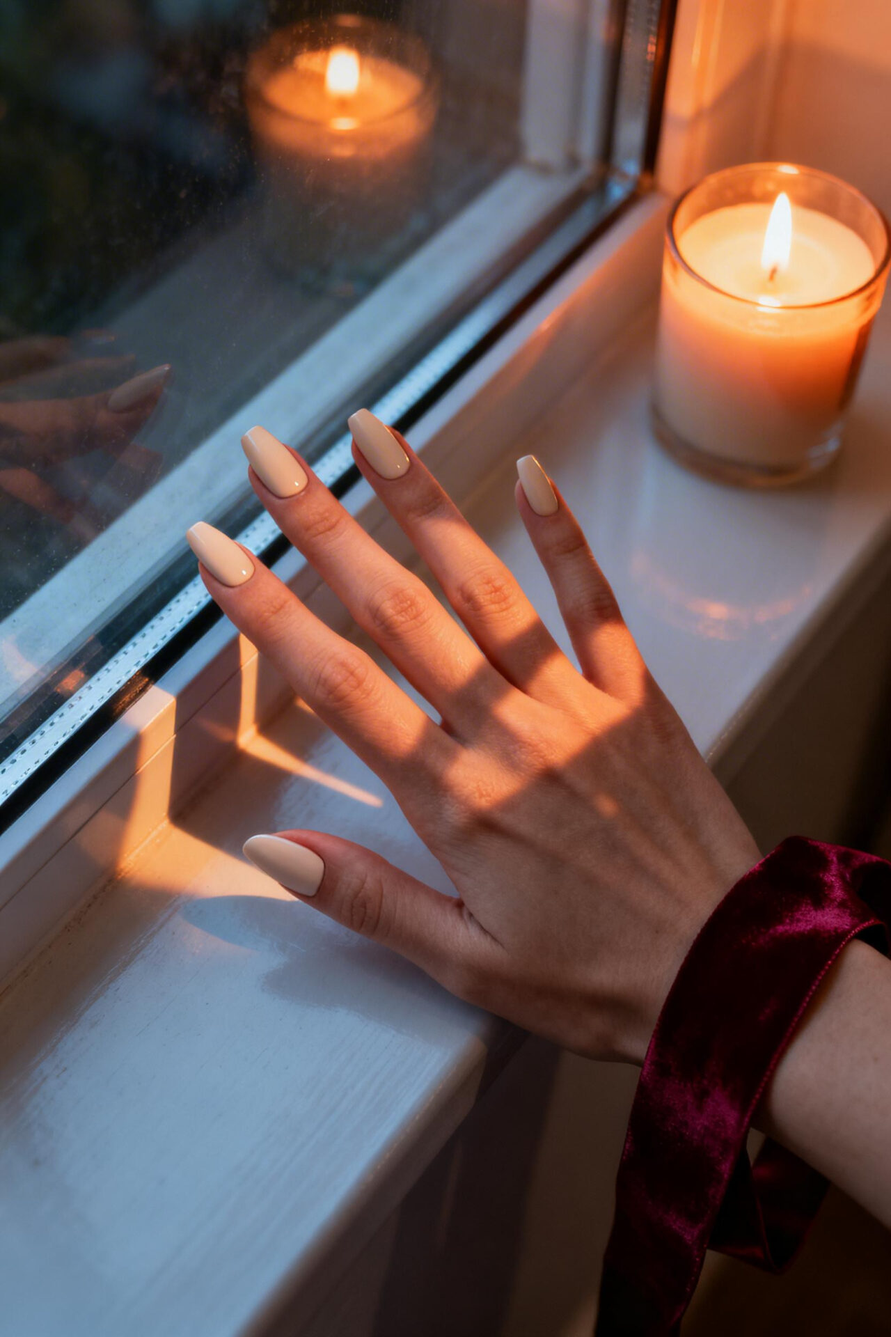 Elegant Almond Nails - cream matte