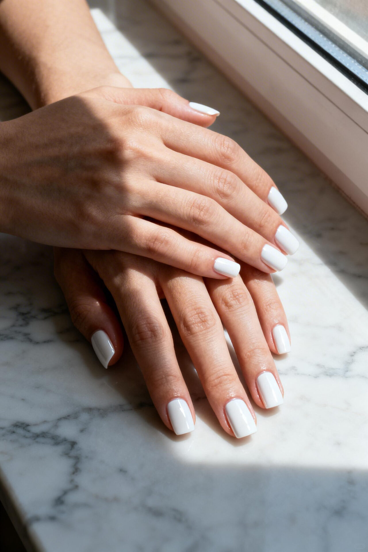 Short Square Acrylic Nails - marble aesthetic