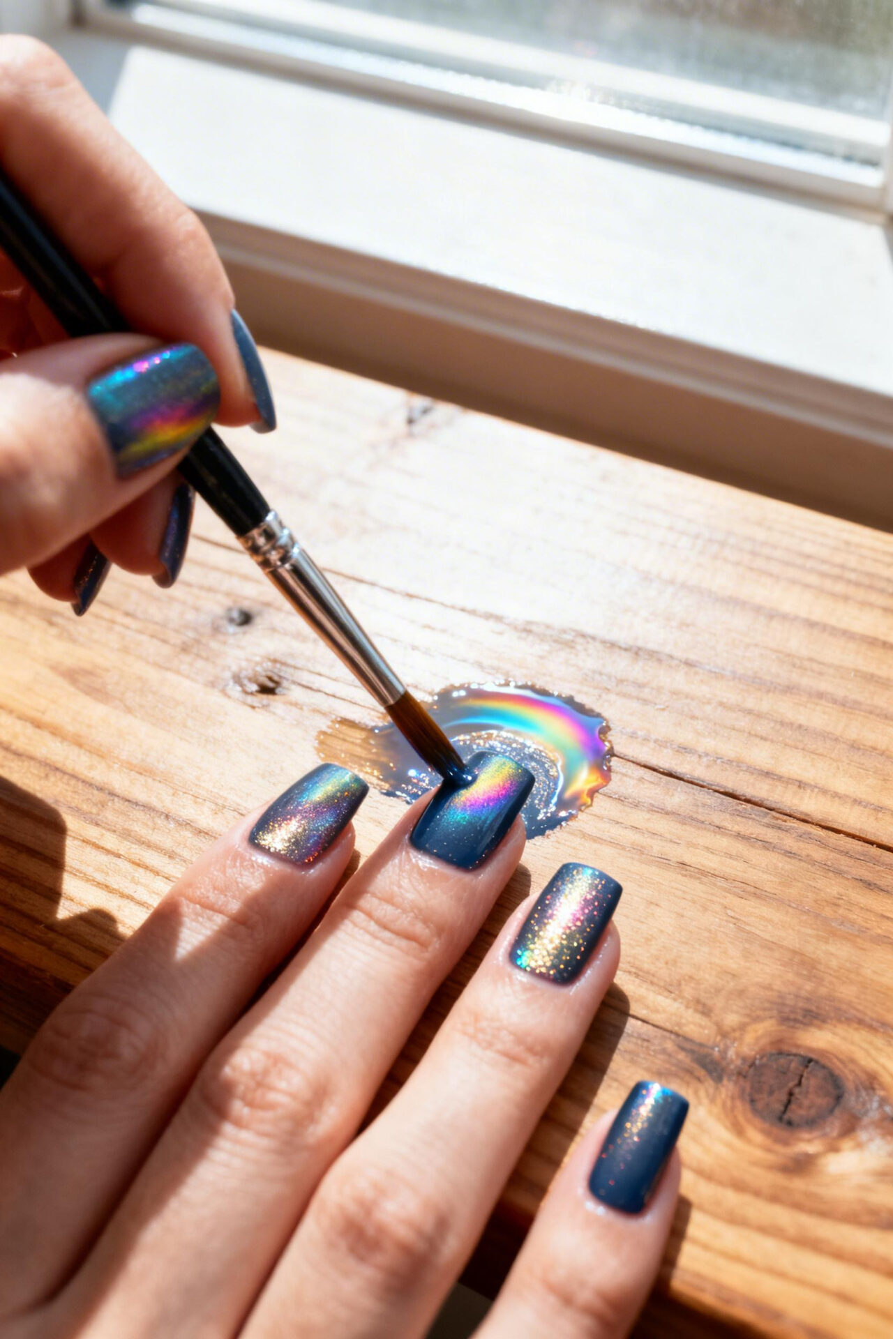 Blue Nail Designs - aurora gradient