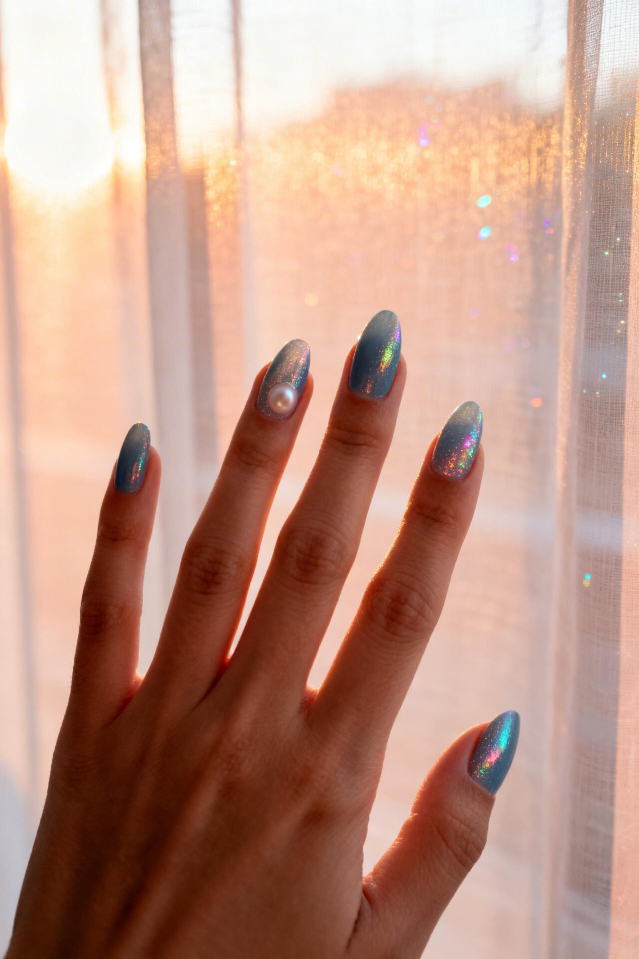 Blue Nail Designs - denim shimmer