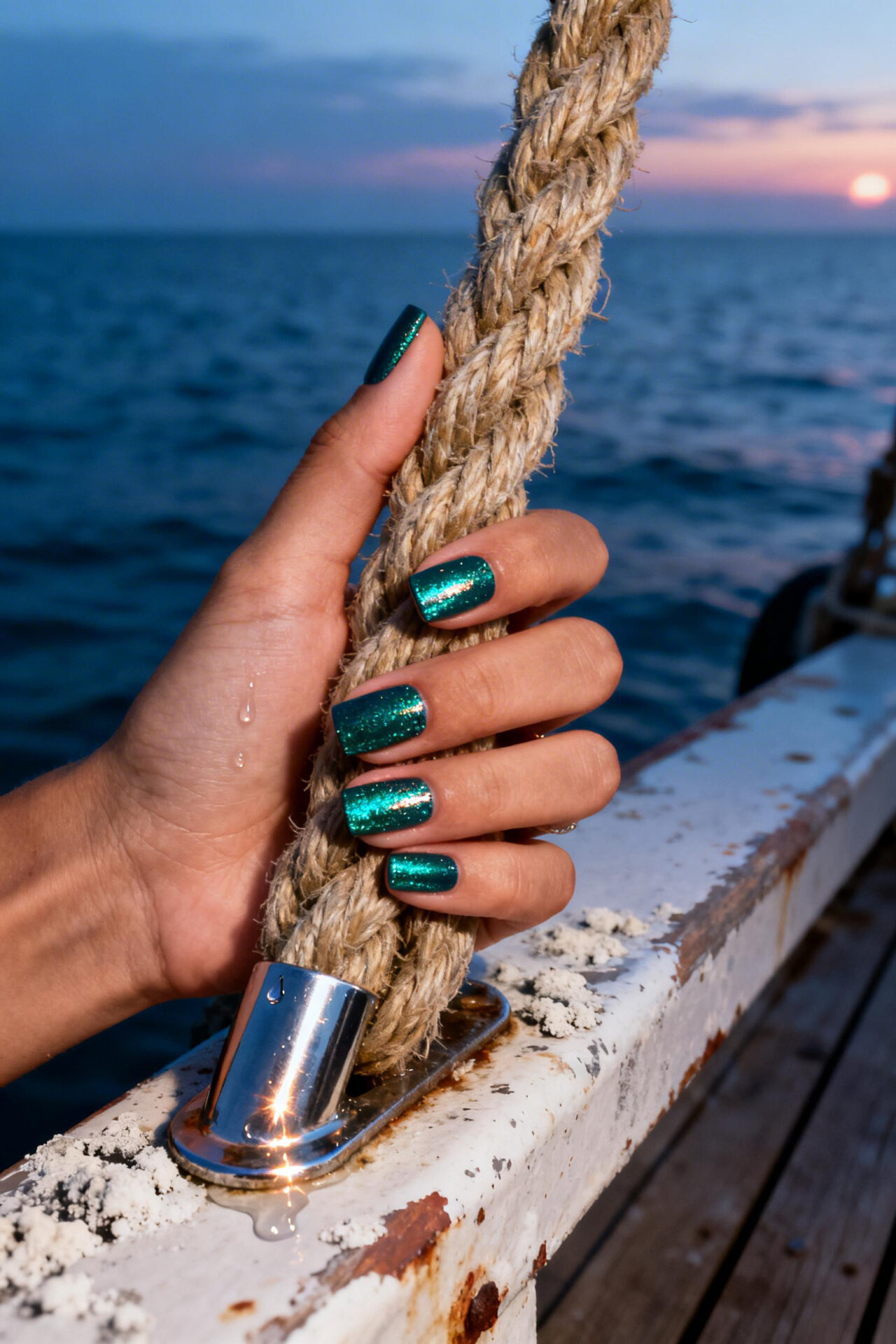Blue Summer Nails - ocean teal