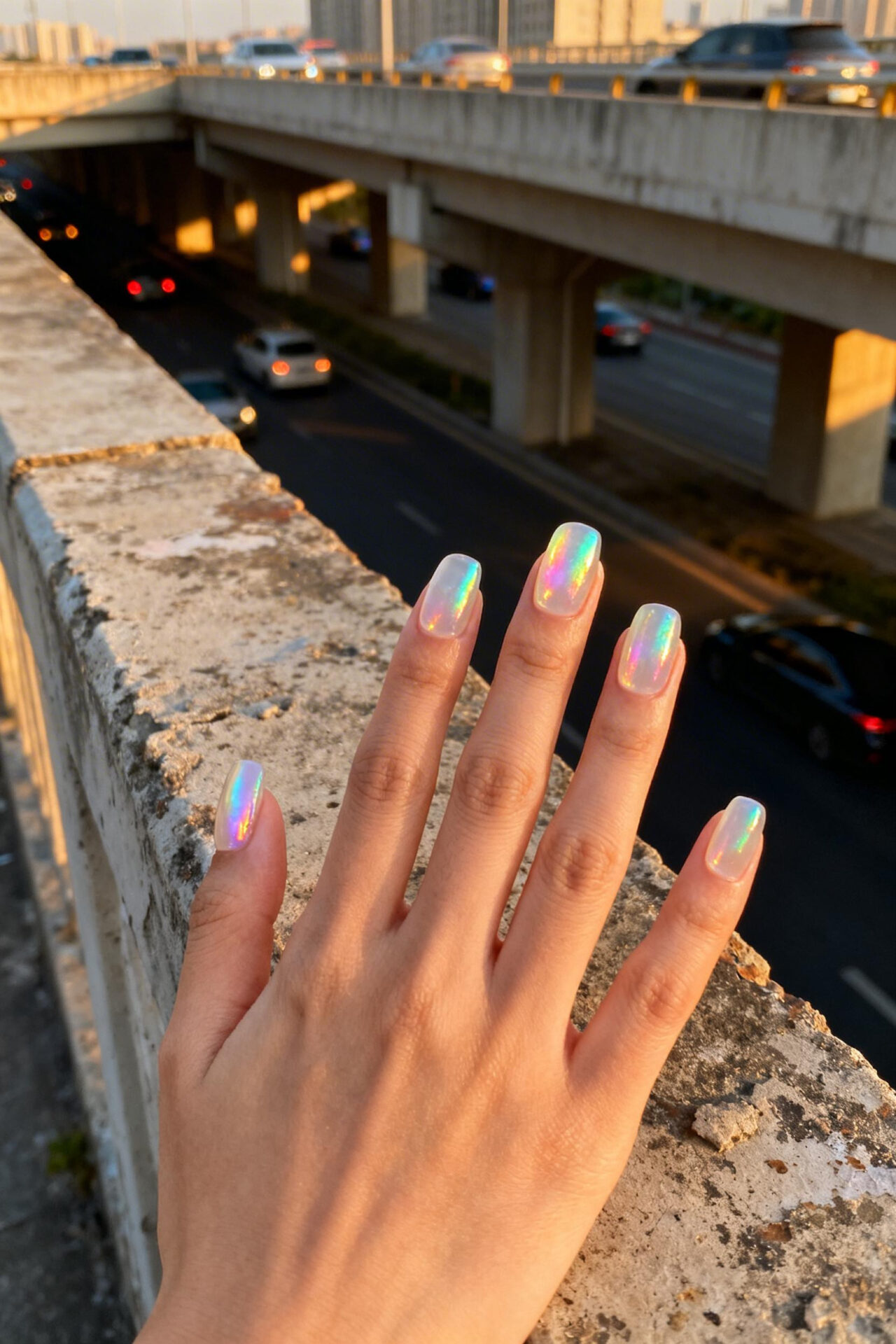Aura Nails - opal shimmer squoval