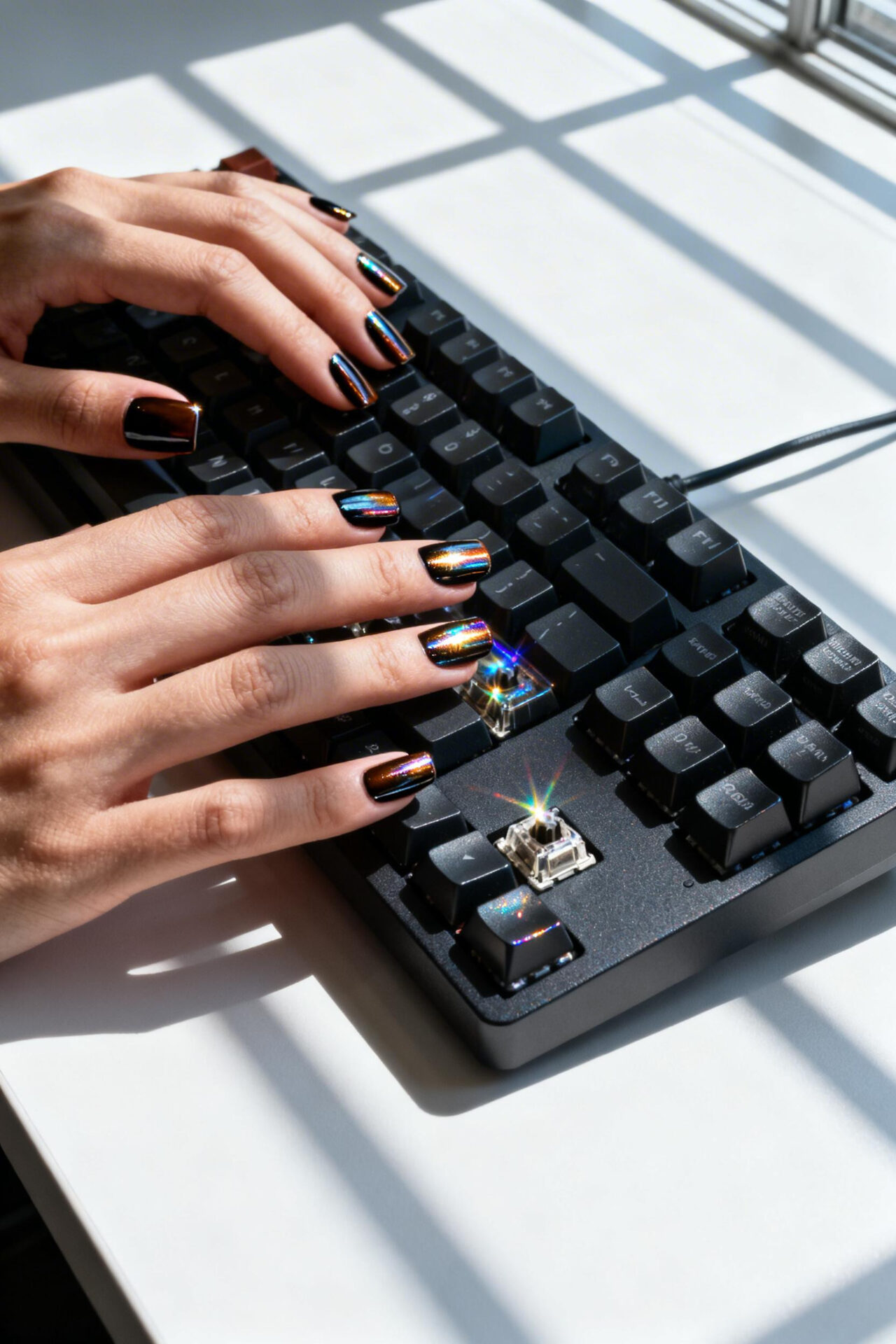 Dark Aura Nails - chrome mirror