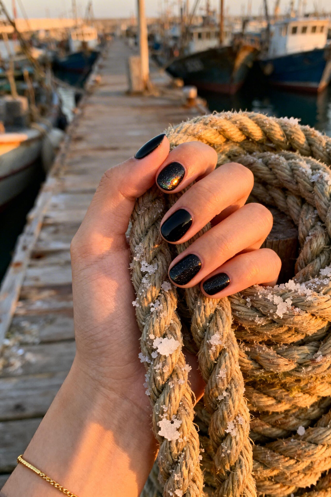 Dark Feminine Nails - obsidian matte