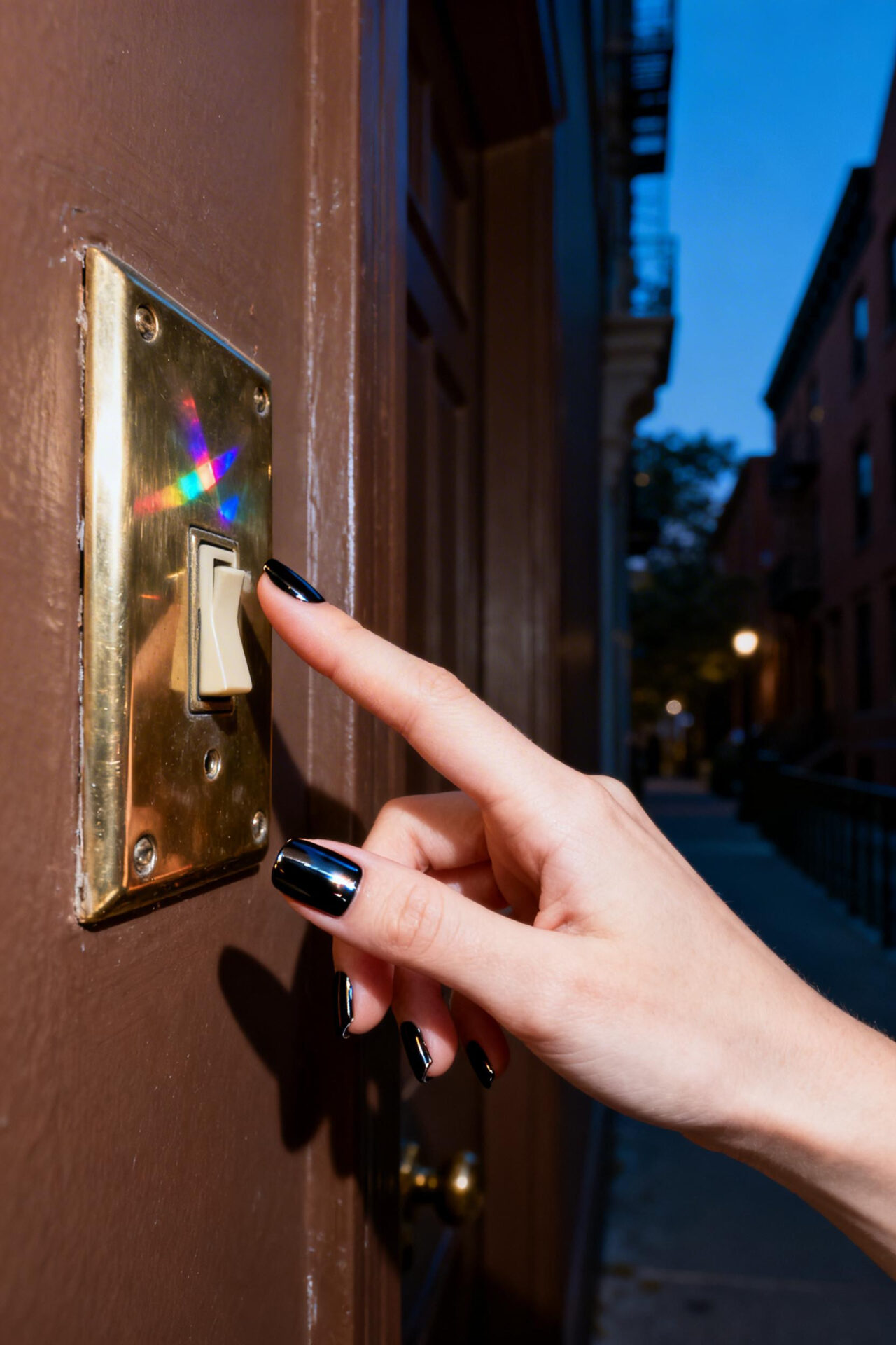 Black chrome mirror nails elegant design