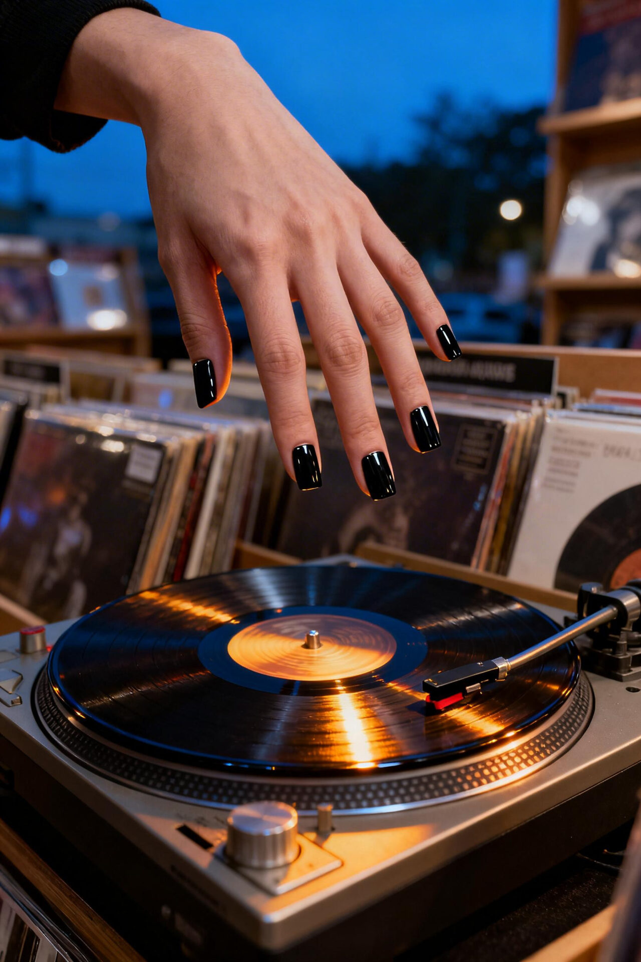 Black square nails trendy design